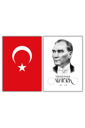 Rosaart Atatürk Portresi ve Türk Bayrağı Posteri– Mustafa Kemal Atatürk ve Tü...