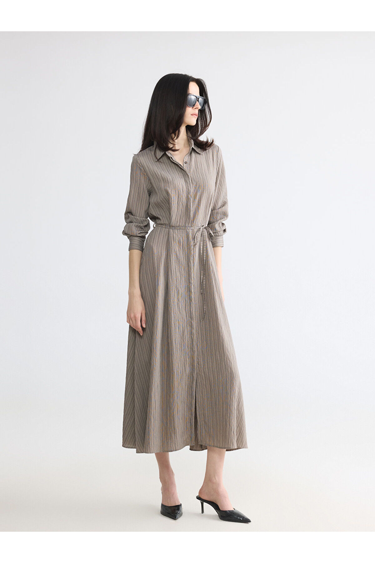 LC Waikiki Özmarka New Season Striped Belted Shirt Dress