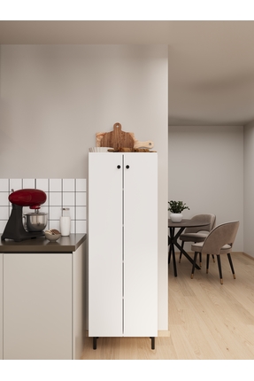 LİGNO MOBİLYA Modern Çok Amaçlı Kiler Erzak Dolabı - 5 Raflı Geniş Mutfak & B...