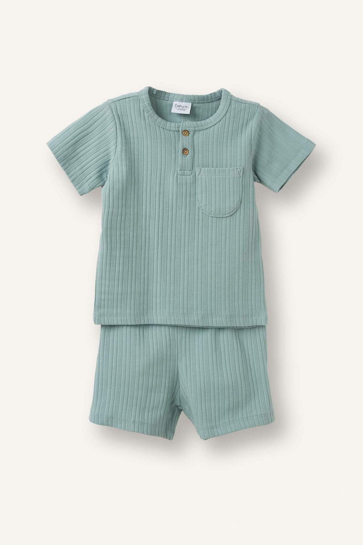 Defacto Short-Sleeved Top Shorts Bottom 2-Piece Pajama Set Baby Boy H5378A526Hs