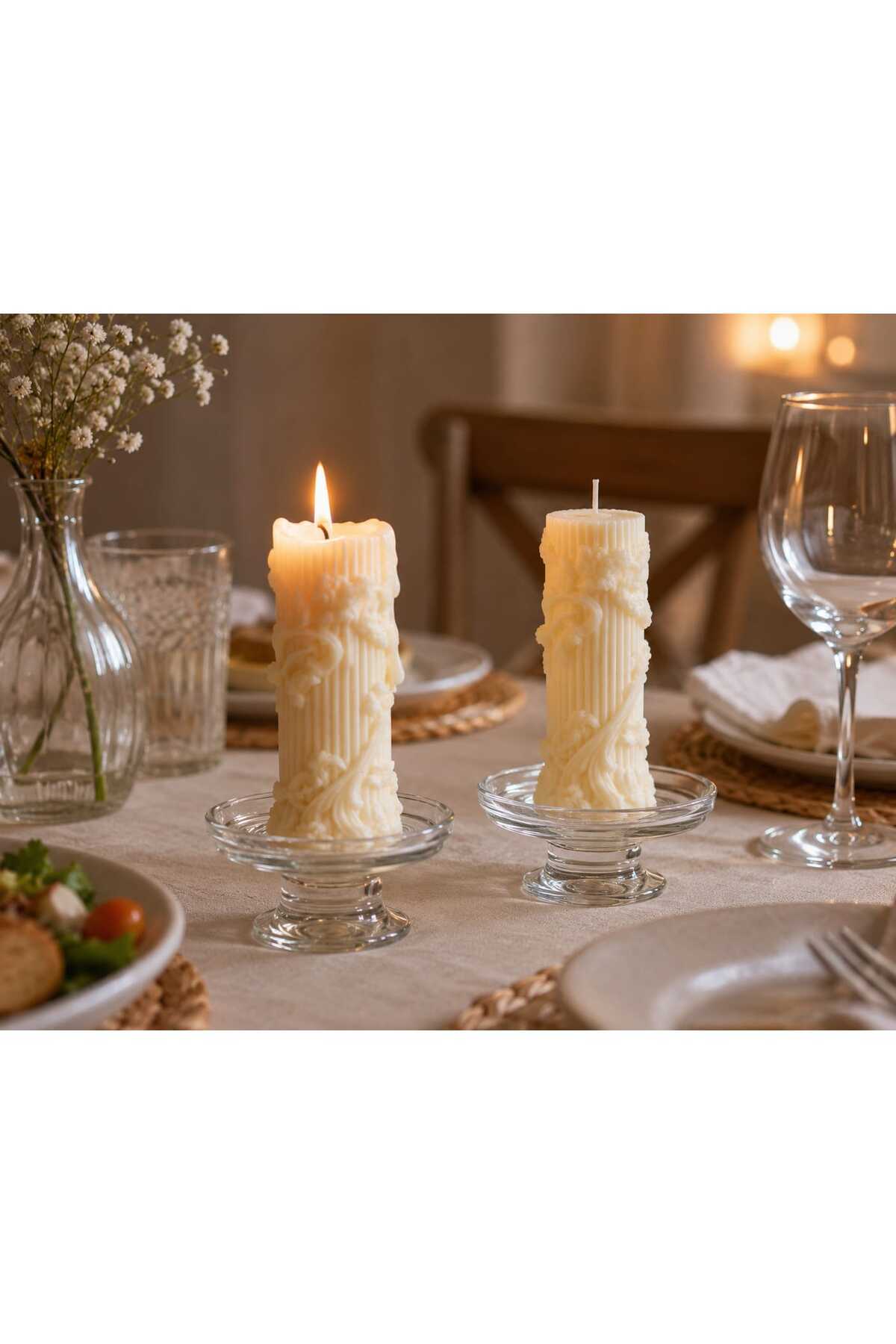 2pcs Natural White Handmade Decorative Ivy Candle Scented Natural Soy Candle