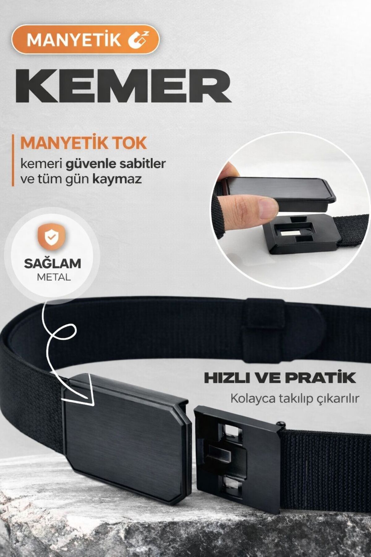 İstanbul Belt Manyetik Taktikal Kemer - Ayarlanabilir 125 cm - Siyah Ton Metal Toka görsel 3