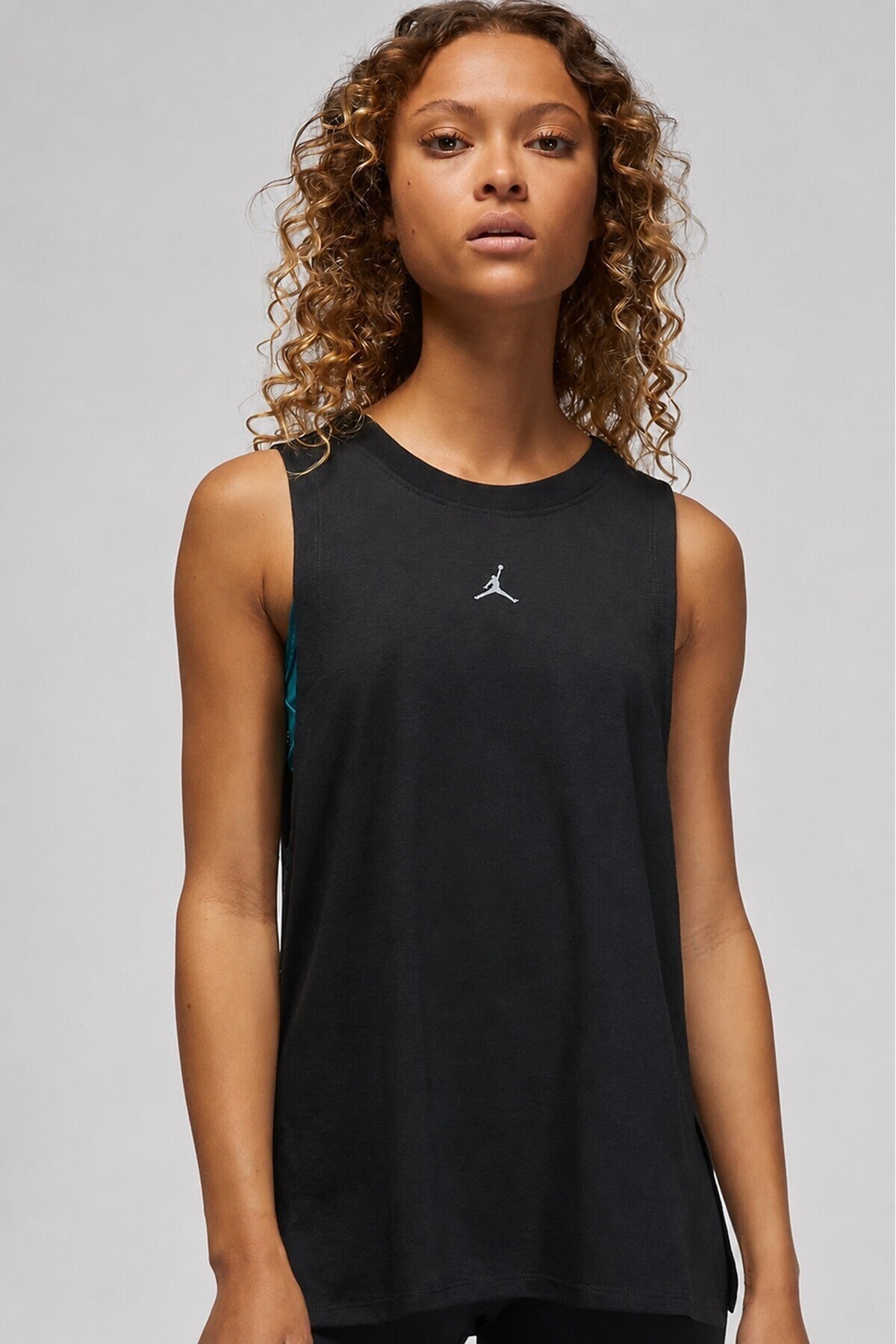 Nike Jordan Diamond Patterned Womens Loose Fit Tank Bol Kesim File Detaylı Kadın Atlet Siyah