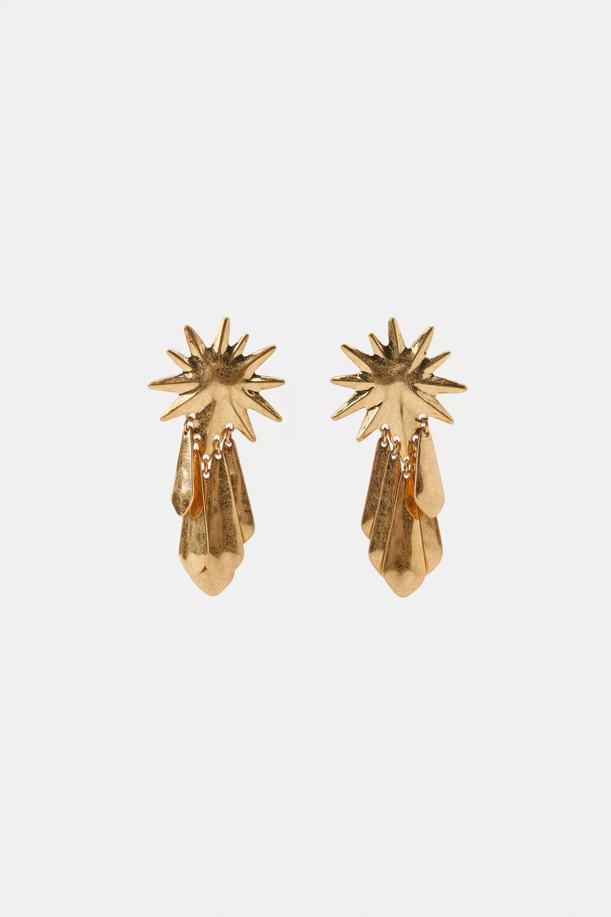 Güneş Detaylı Gold Statement Küpe – Modern Şık Kadın Küpe
