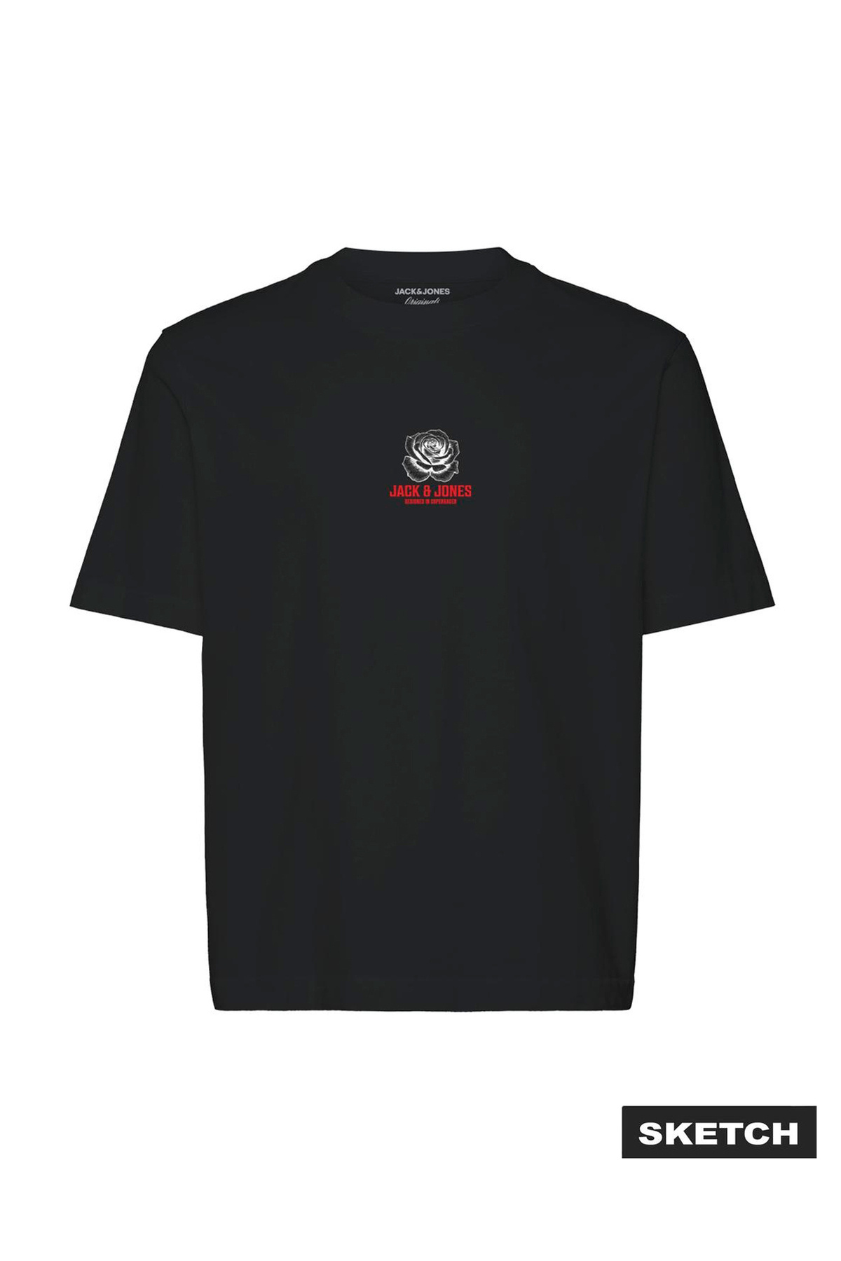 تی شرت مردانه طرح لوگو مشکی کد 12306238 JORRUDE TEE CRW NECK BSS26 جک اند جونز تی شرت Jack & Jones