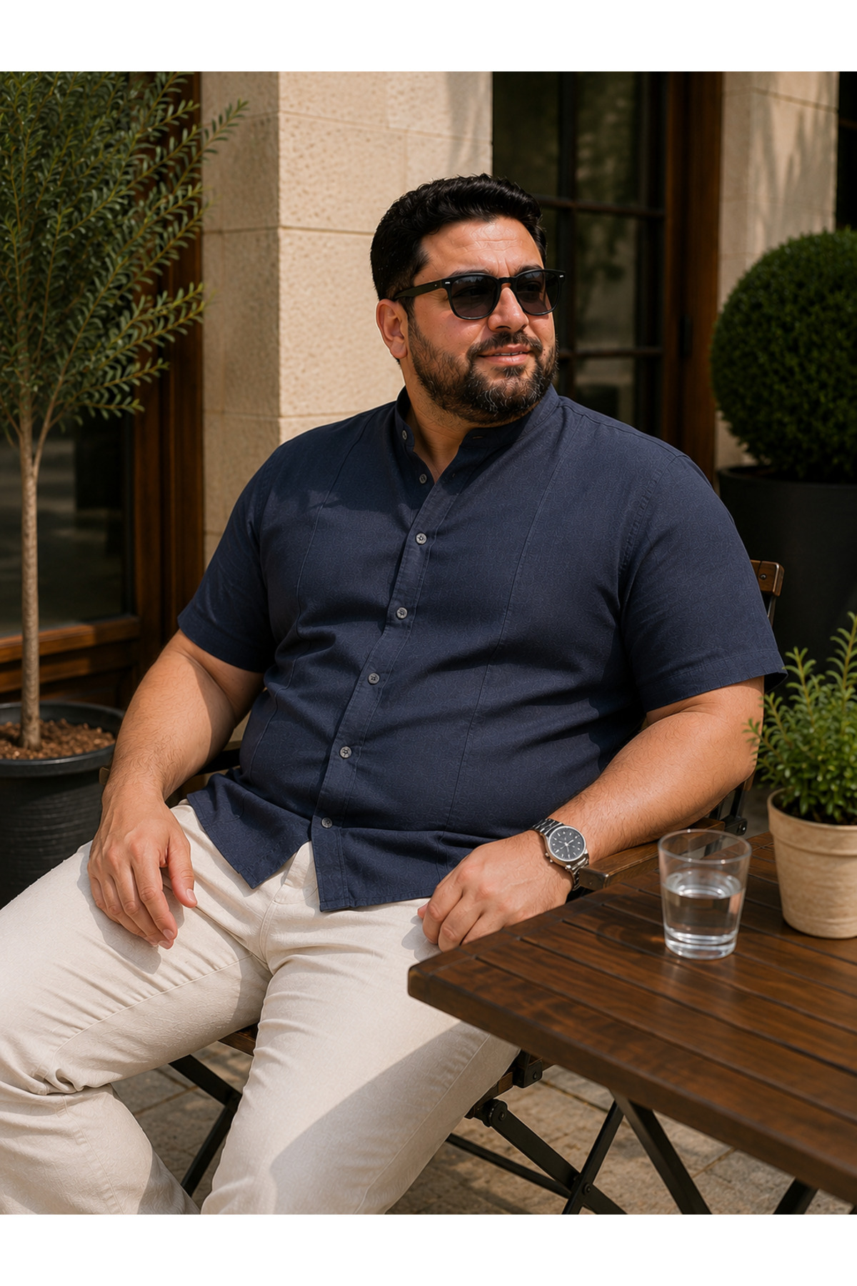 COLVIS MAN Dar Kalıp Battal Slimfit Kısakol Hakimyaka Keten Erkek Gömlek görsel 3