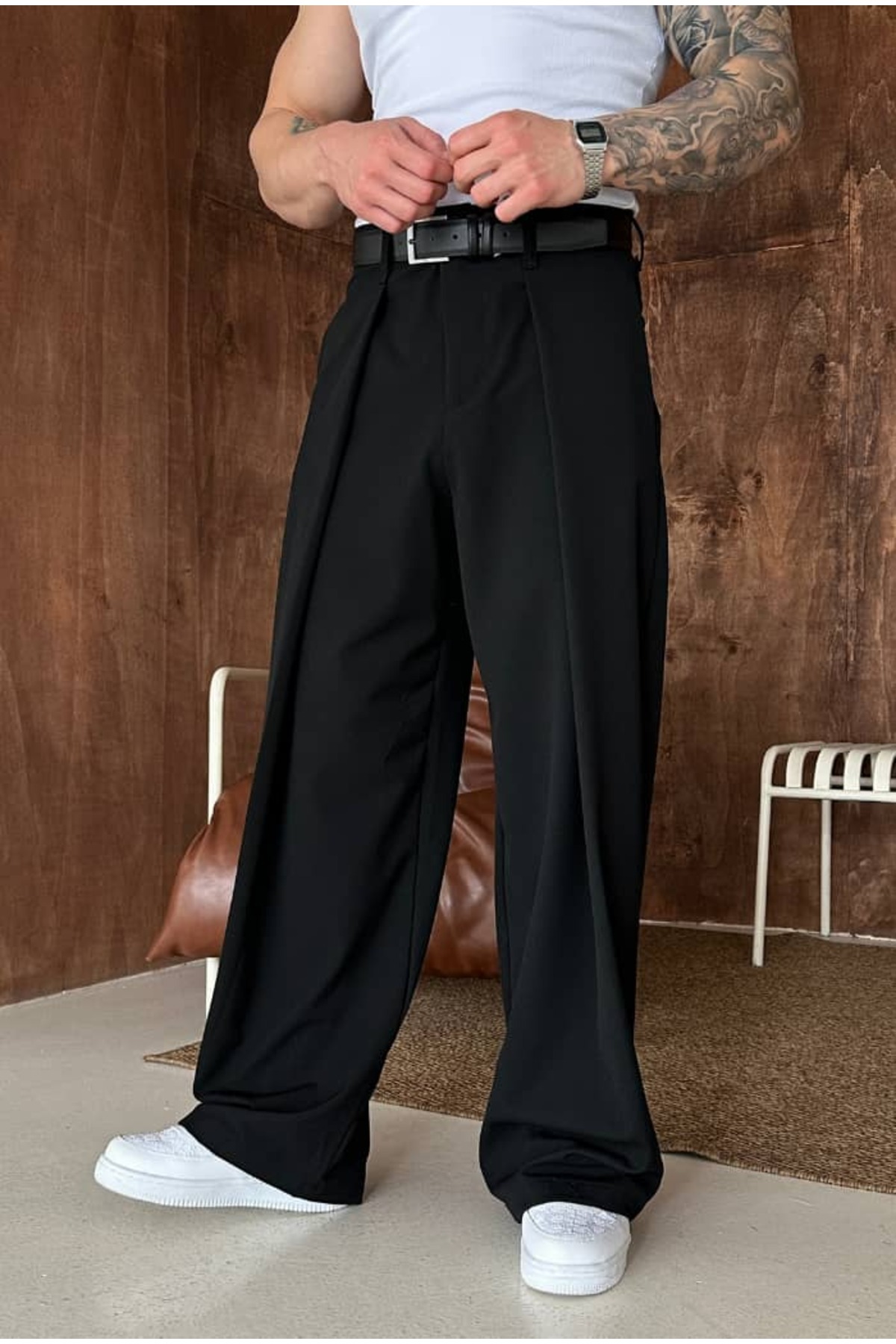 Extra Baggy Wide Fit Premium Kumaş Pantolon — رنگارنگ ExtraKmş0 — تصویر 6 از 7
