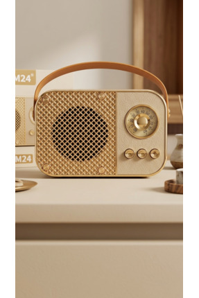 TB NB CONCEPT Nostaljik Radyo Şarjlı Bluetoothlu Kablosuz Hoparlör Retro Gold...
