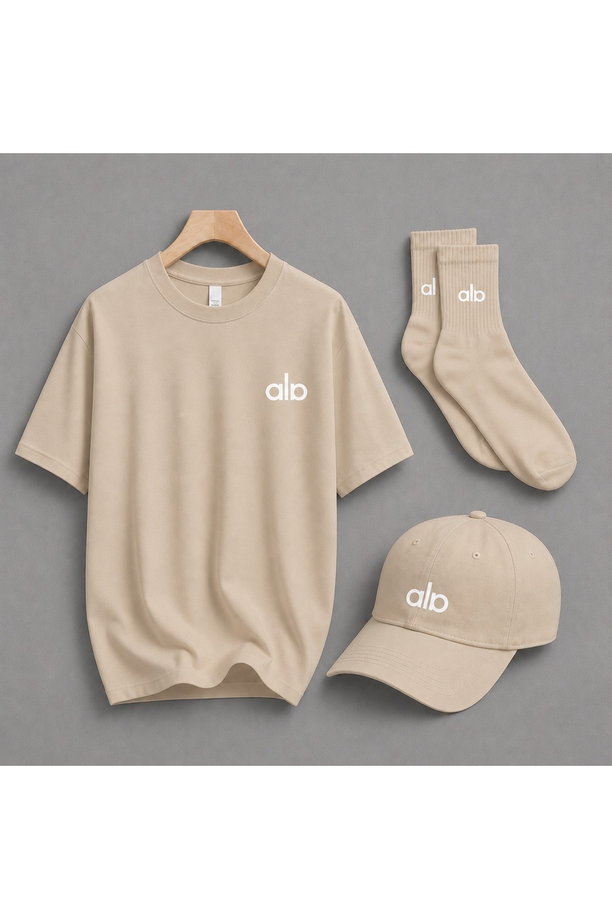 ZAVIXO Logo Printed Unisex Oversize T-Shirt, Hat and Socks Combination Set of 3