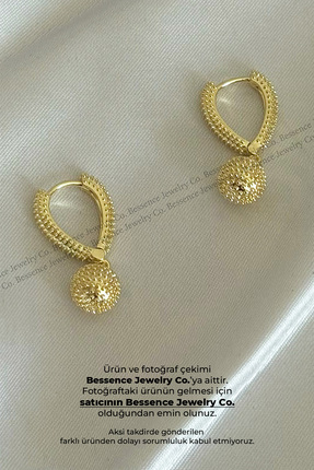Bessence Jewelry Co Xuping 14K Gold VIP Dokulu Küre Sallantılı Çelik Küpe