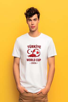 Free Tarz Türkiye Tasarımlı Dünya Kupası 2026 Beyaz Tişört