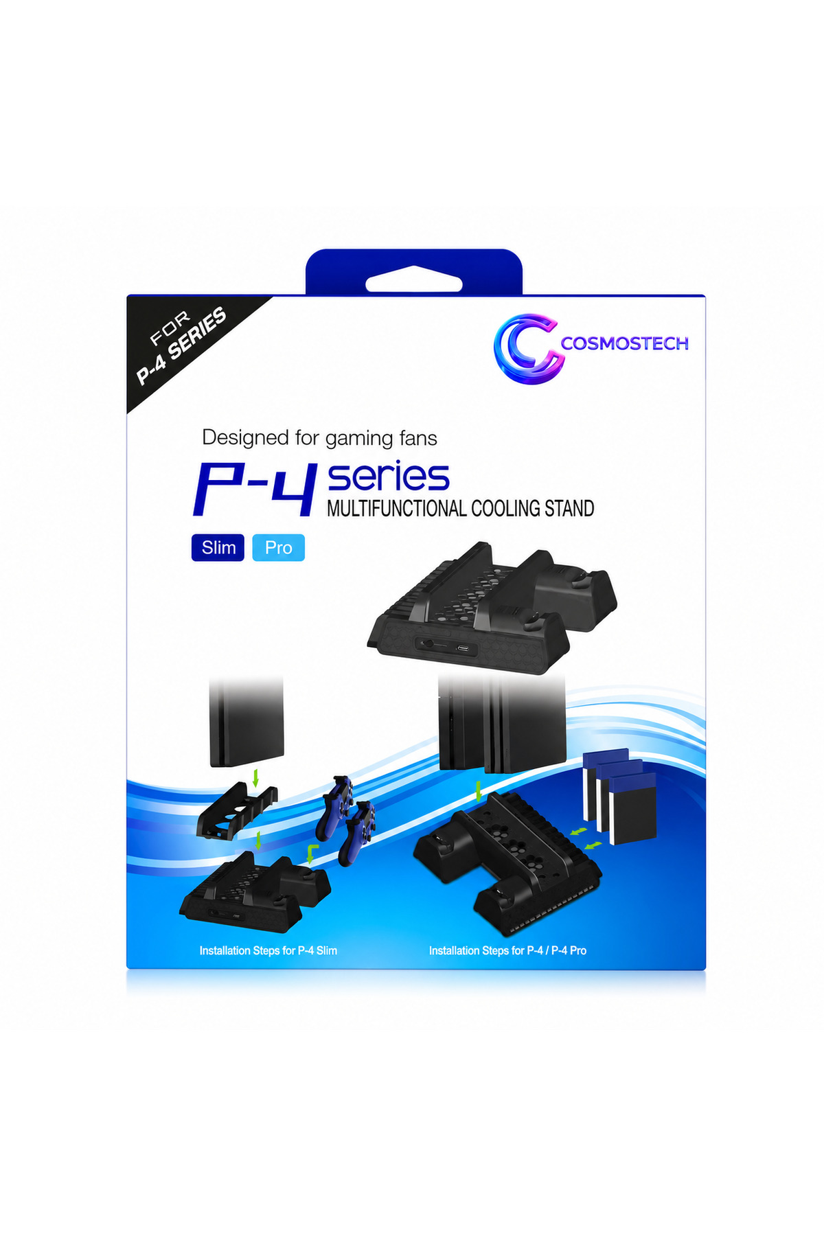 cosmostech PS4 Slim Pro Fanlı Soğutma Standı Çift Kol Şarj