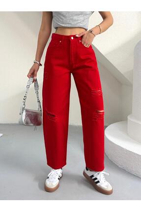 zeofficial Kırmızı Pantolon Baggy Fit Yeni Sezon