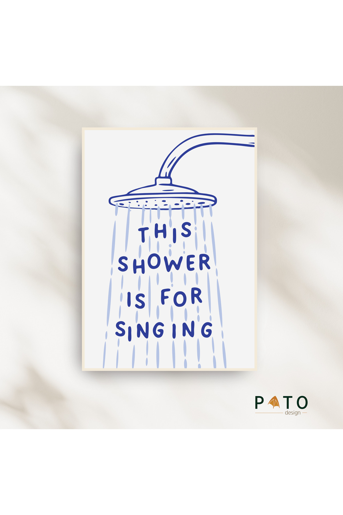 'This shower is for singing' Bathroom Decorative Painting | Beige Framed | MDF & UV Printing