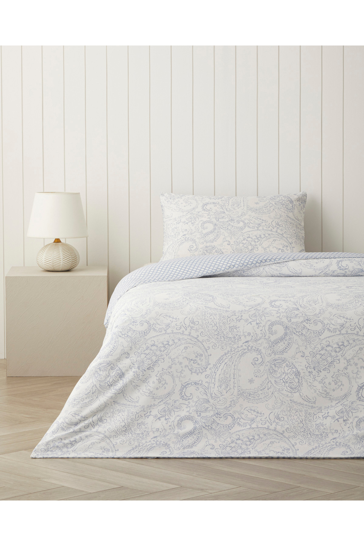 Paisley Touch Kolay Ütülenir Tek Kişilik Nevresim Seti 160x220 cm Mavi