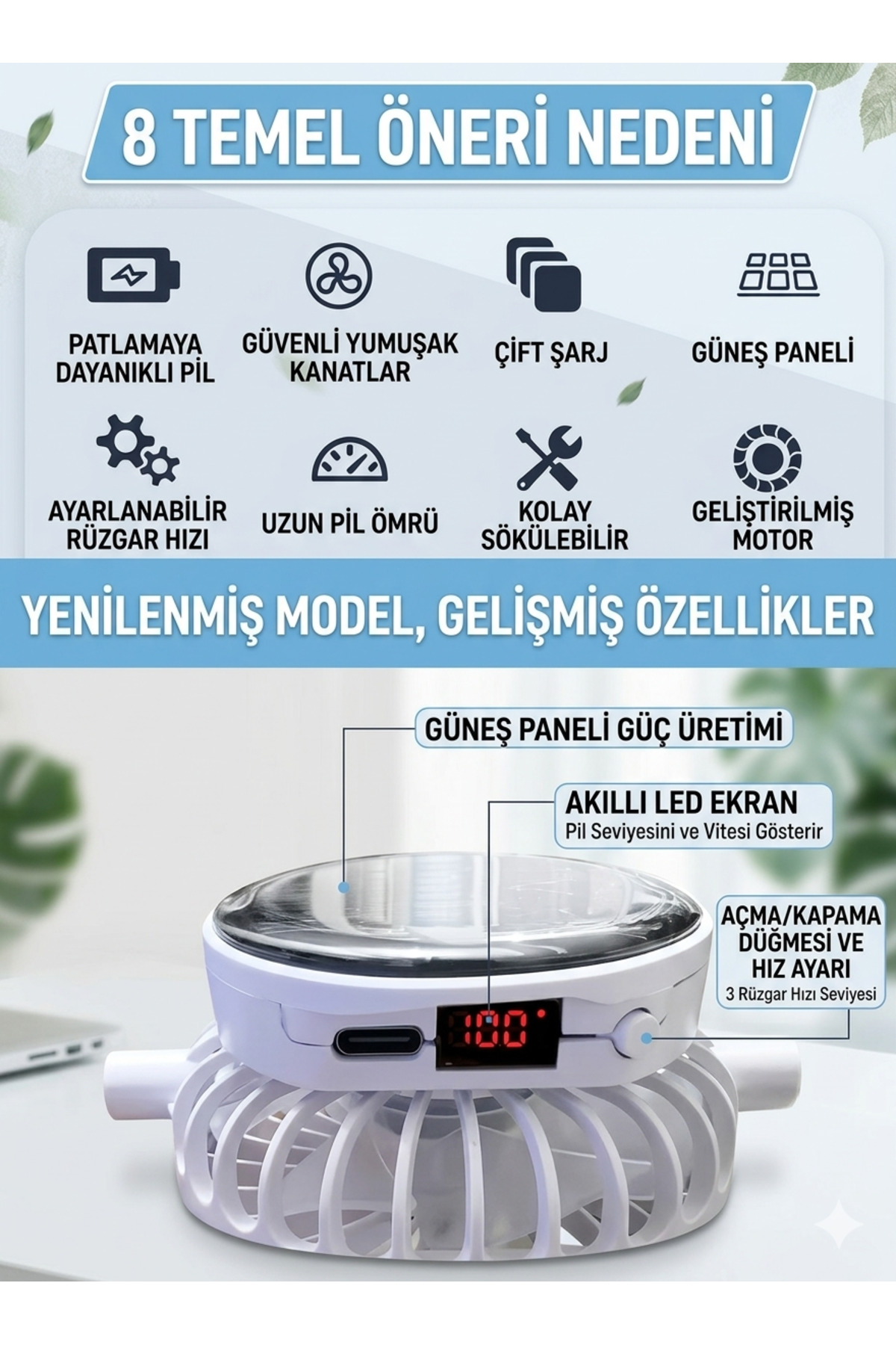Arpag Global Şapka Fanlı Güneş Enerjili Usb Şarjlı görsel 4