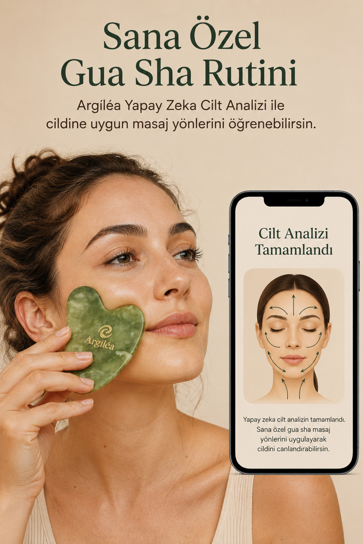 Jade Gua Sha Taşı, Doğal Yeşim, Ağır Metal Analizi Yapılmış Keseli Yüz Masaj Taşı — سبز ARG-JD-GS-CAN-01 — تصویر 6 از 6