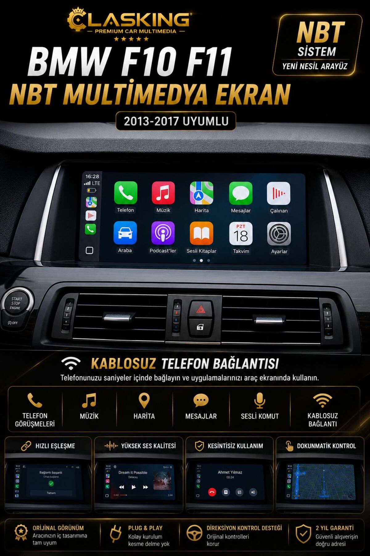 ClasKing BMW F10 F11 NBT Multimedya Ekran 4GB 64GB Geri Görüş