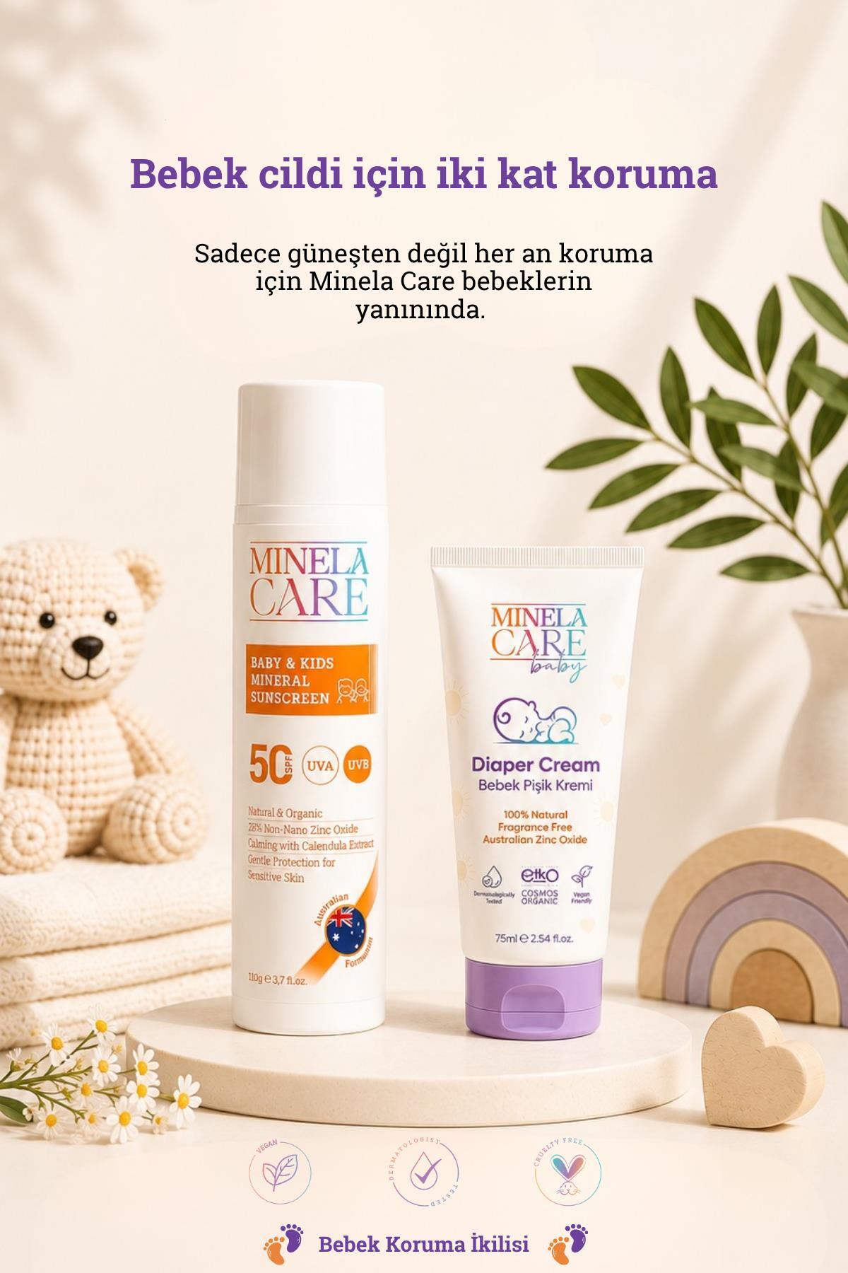 Organik Bebek Bakım Seti SPF 50+ Güneş Kremi ve Pişik Kremi 75 ml + 110 g 2'li Set — 856386346757343 — تصویر 2 از 6