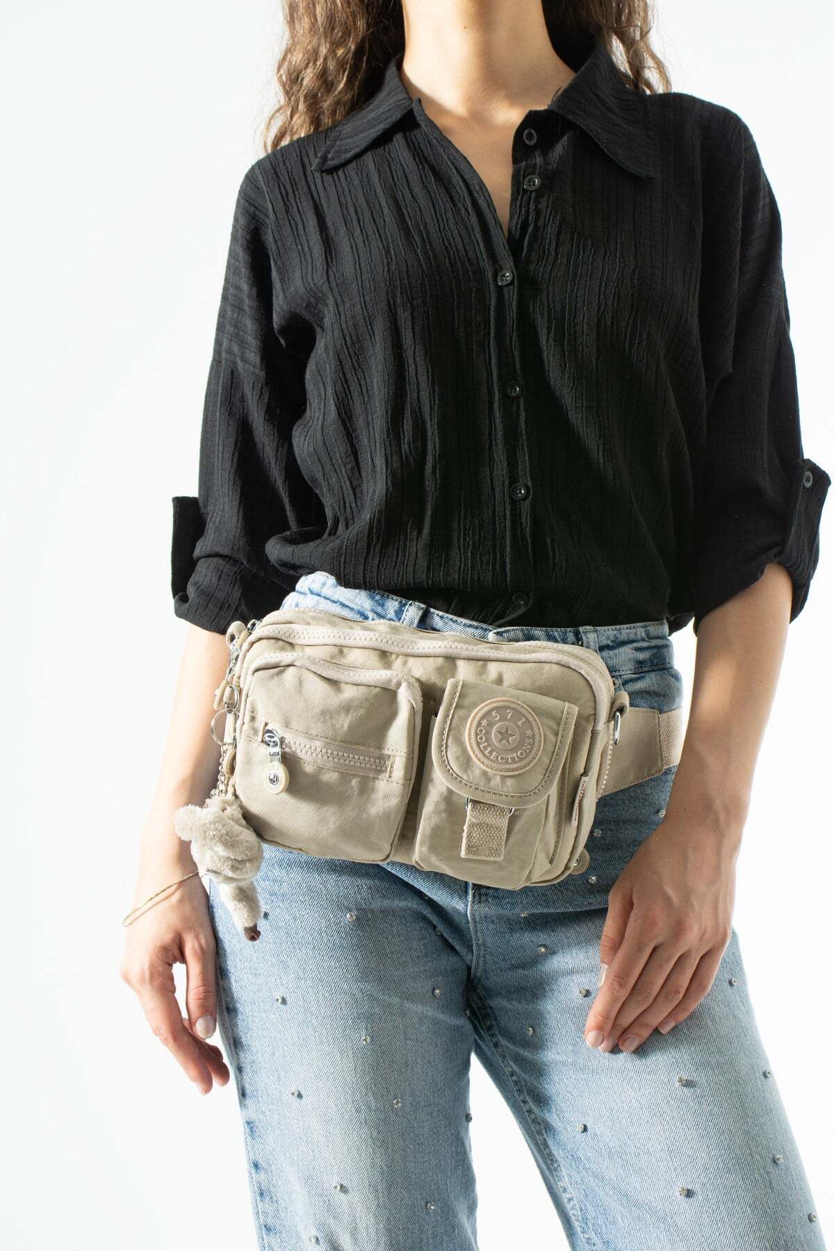 571 Collections Çanta Çok fonksiyonel, Omuz, Göğüs ve bel çantası Bej (Model: 571-6V) görsel 2
