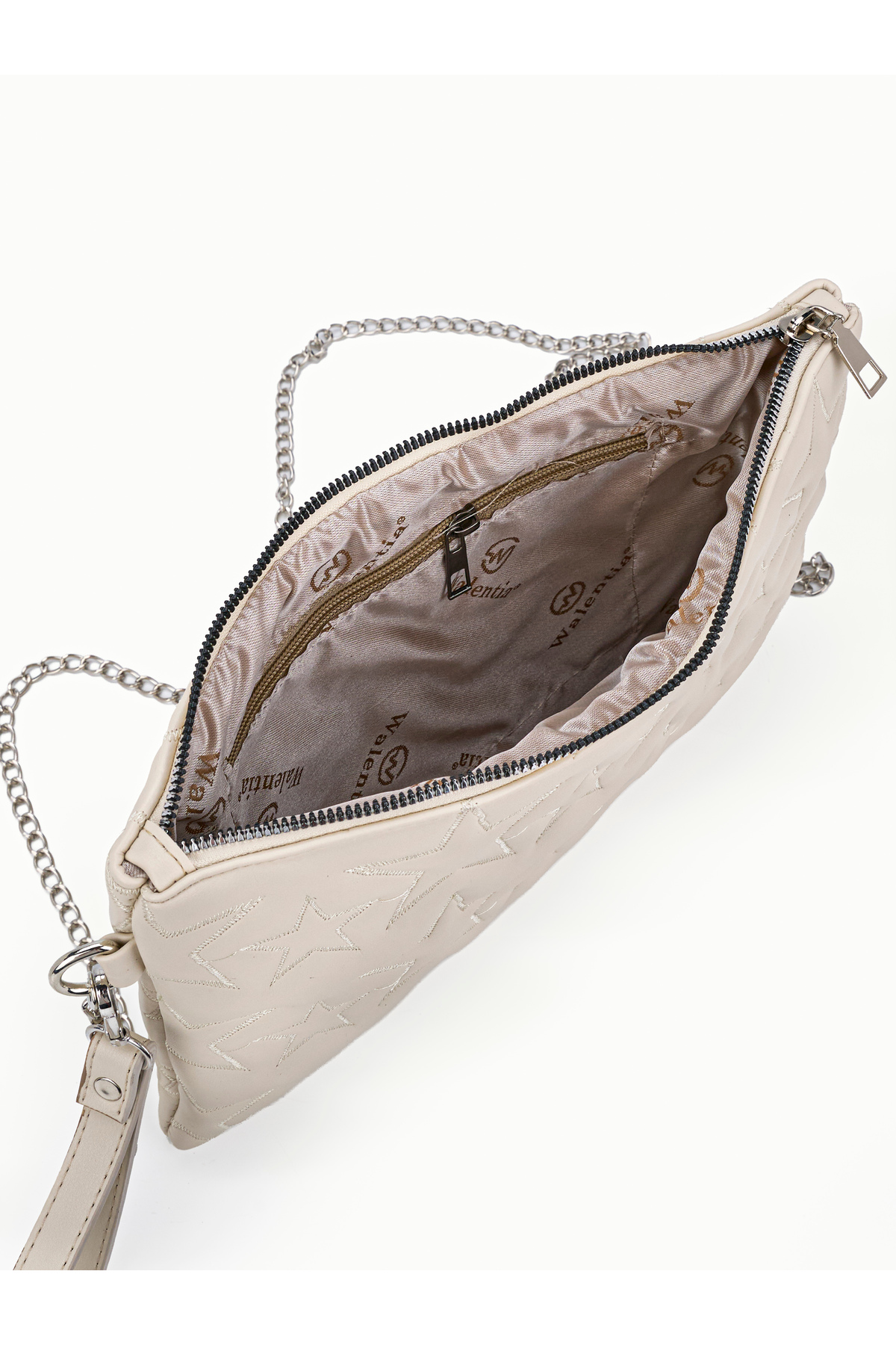 Kadın Yıldız Nakış İşlemeli Portföy El Çantası Bilek Askılı Saten Astarlı Clutch Çanta