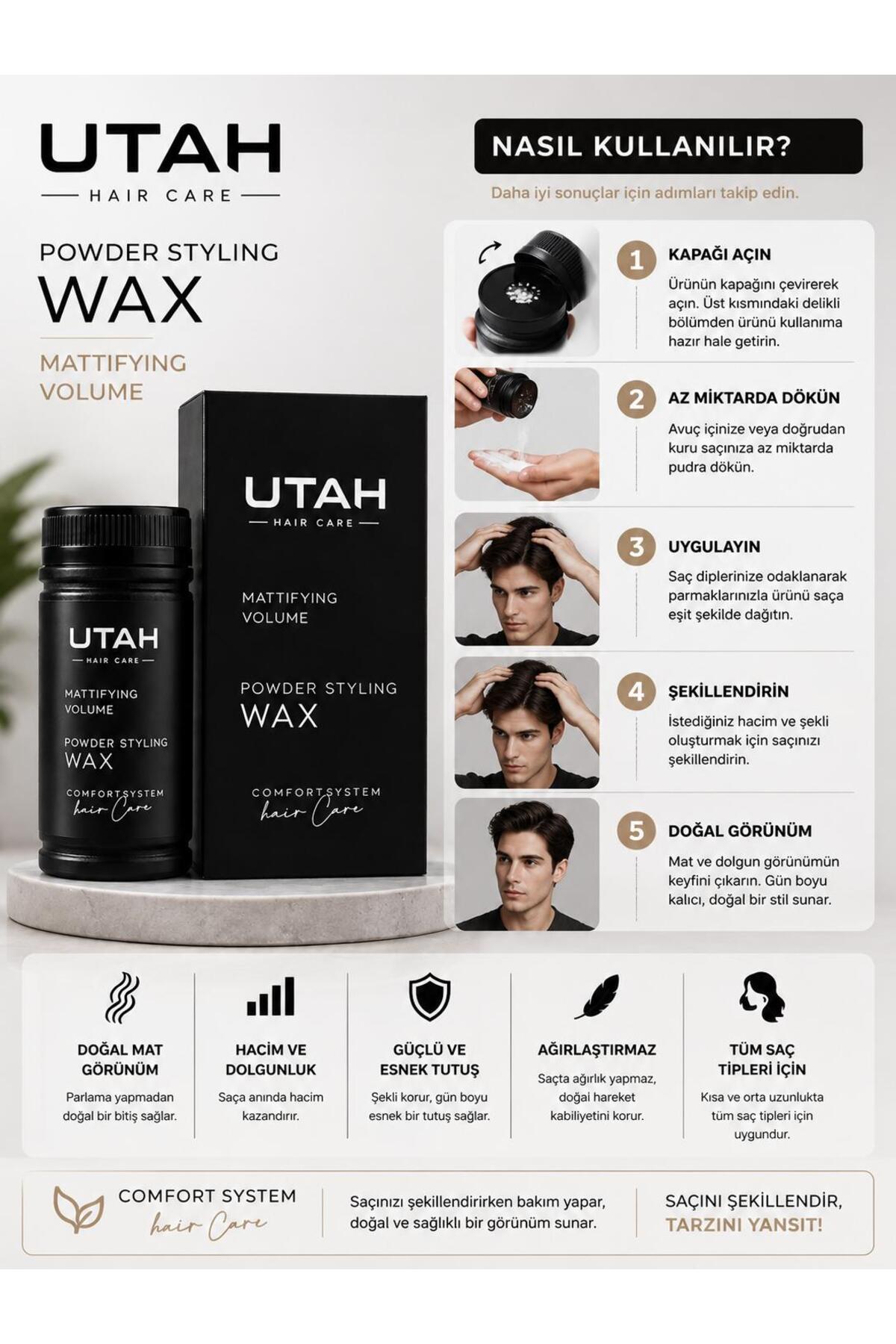 Matt Volume – Yüksek Hacim Verici Toz Pudra Wax (20 gr) 👉 "Yüksek Hacim" — UTMTY — تصویر 3 از 4