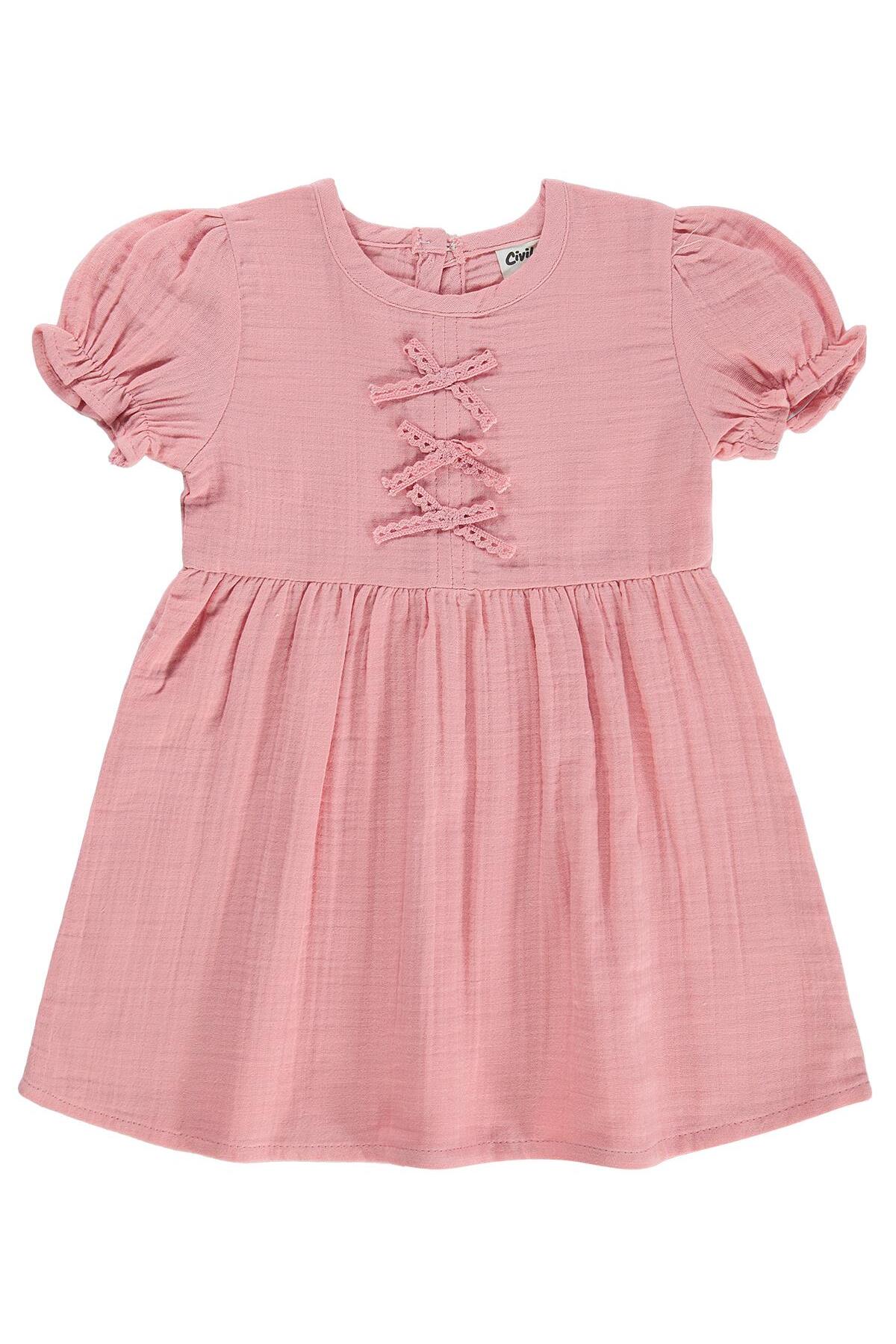 Civil Baby Meyve Düğmeli 6-18 Ay Elbise - Pembe