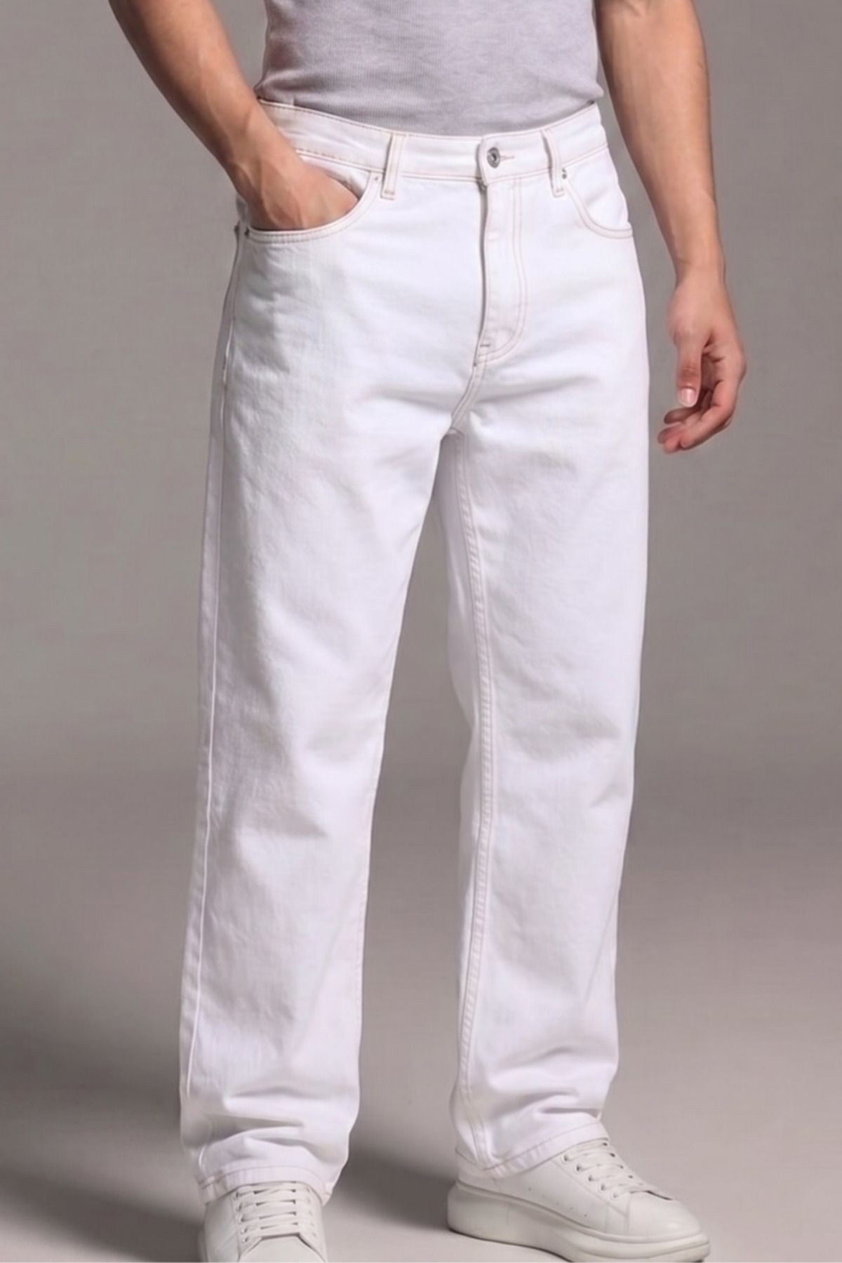 comstar Erkek Relaxed Fit 5 Cepli Beyaz Kot Pantolon görsel 5