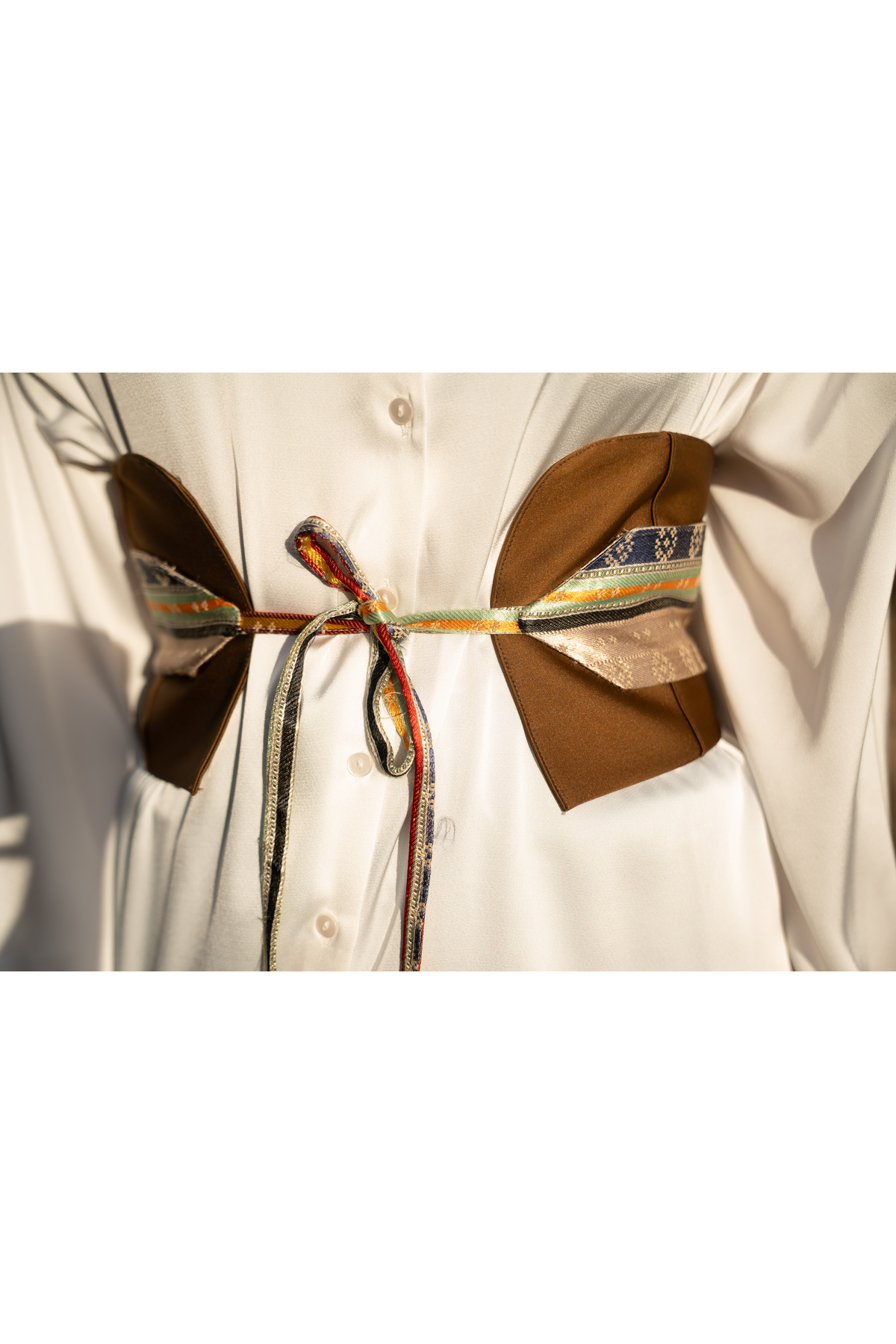 Two-Piece Kutnu Obi Belt — Brown · View 6