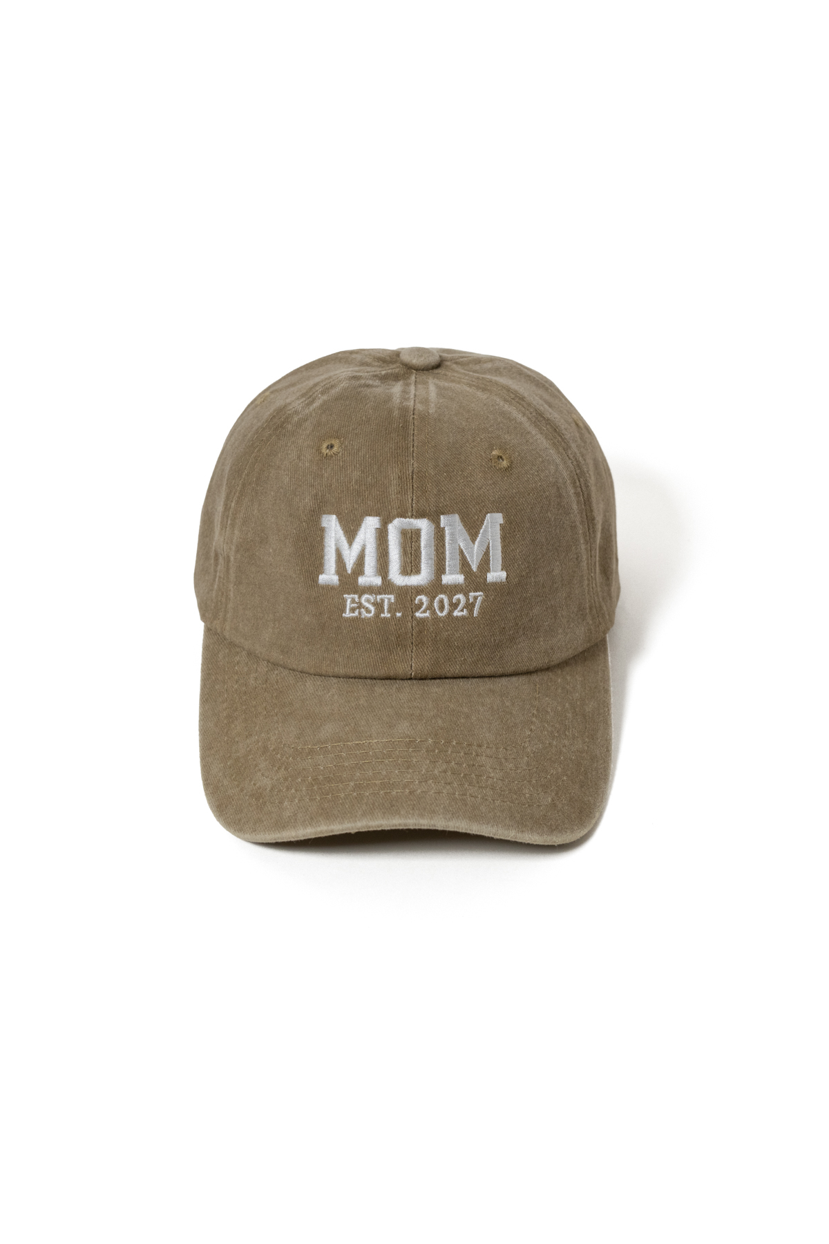 Nome Studio Nakışlı 2027 Bej-Kahve Mom Dad Şapka 2li paket Anne Baba Yıkamalı Kumaşlı Şapka Pamuklu Ayarlı görsel 2