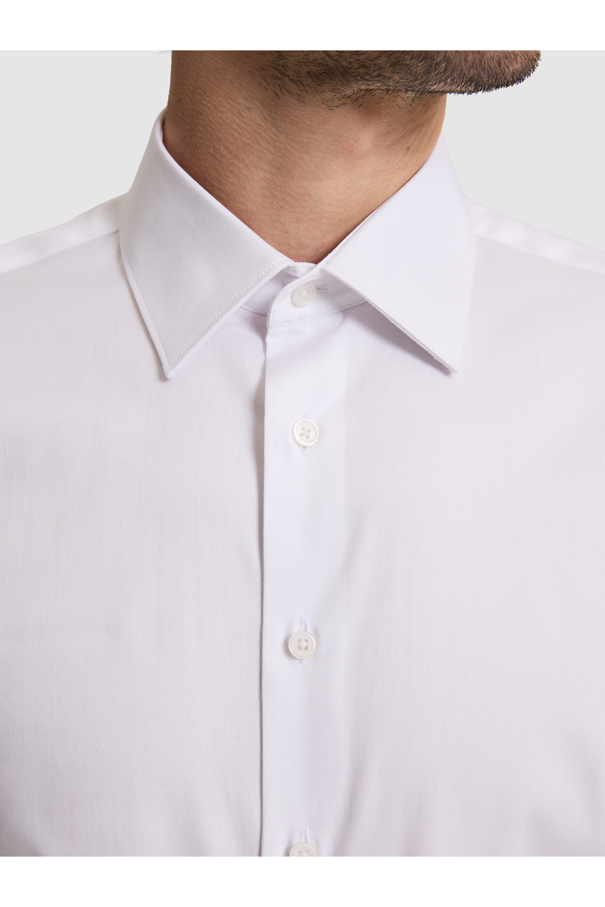 Beyaz Slim Fit %100 Pamuk Klasik Yaka Basic Gömlek 50328756-VR013 — سفید — تصویر 6 از 7