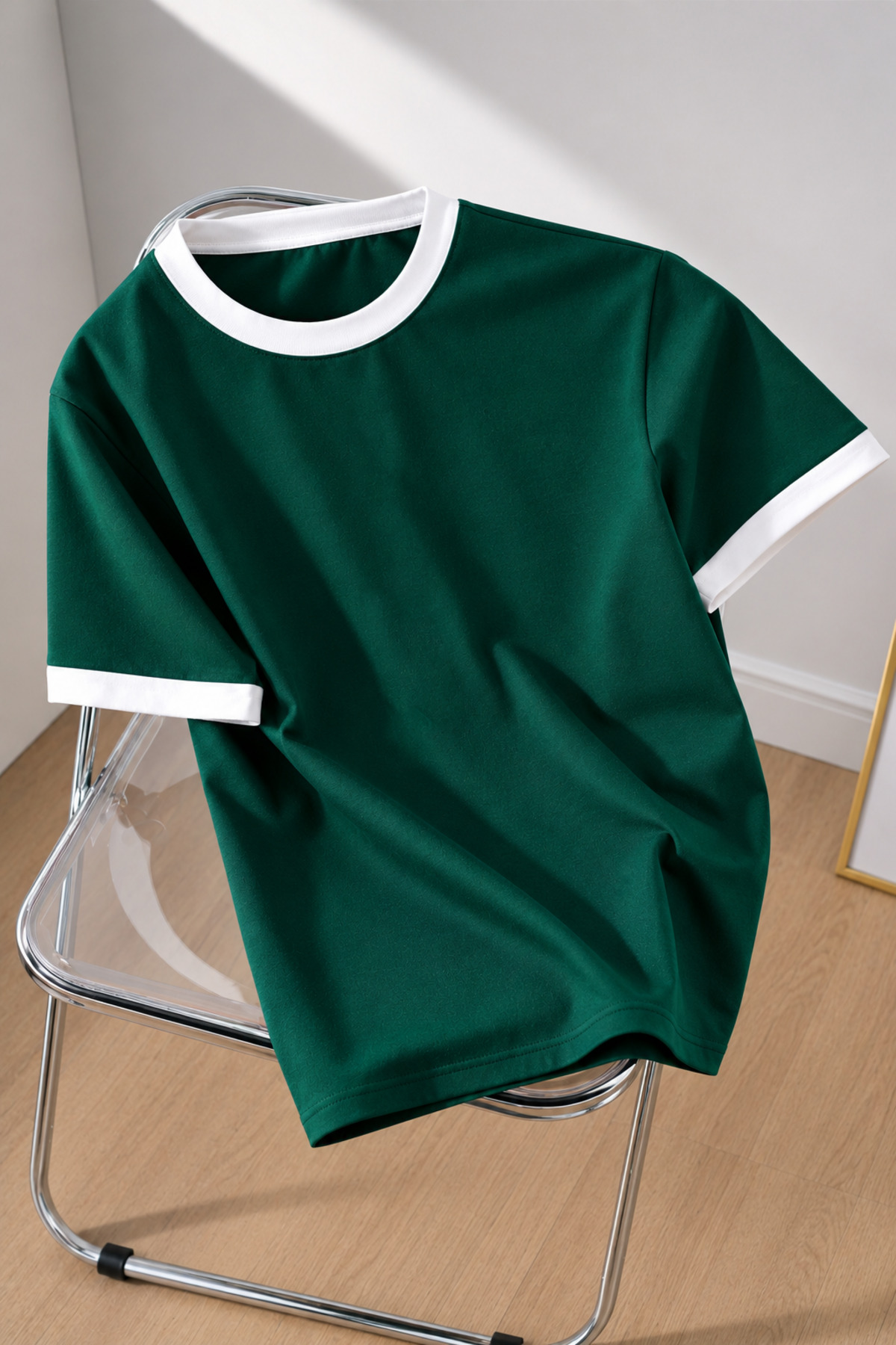 Revasser Unisex Erkek/Kadın Beyaz Yaka Düz Oversize Pamuklu T-Shirt Tişört