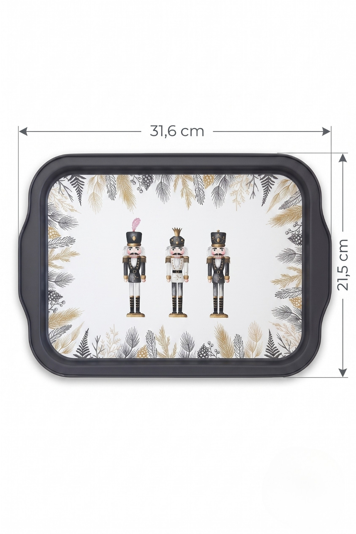 Golden March Serisi Kulplu Metal Sunum Tepsisi - 215x316 mm — Tepsiler — görsel 3 / 5 — Tinbox