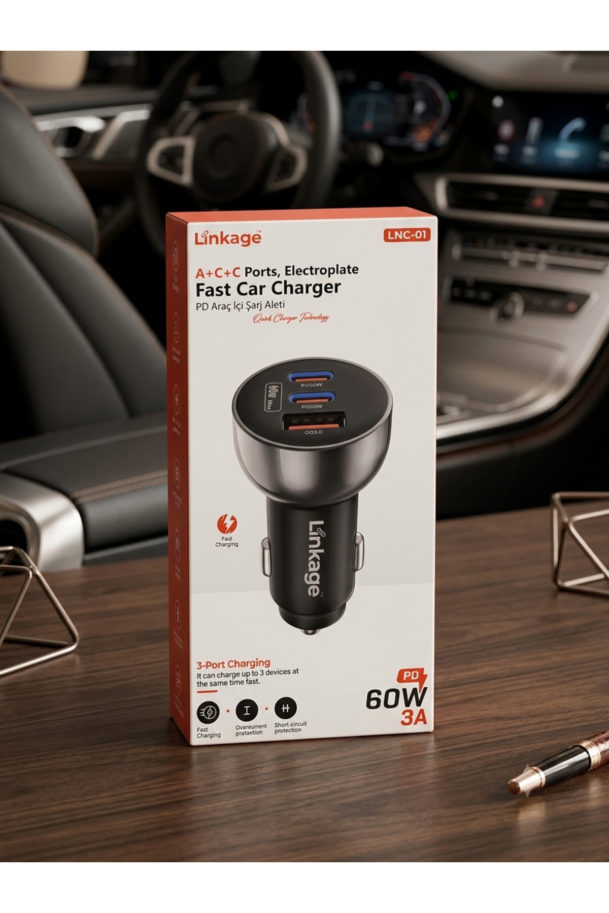 PD Fast charging araç içi şarj aleti LNC-01