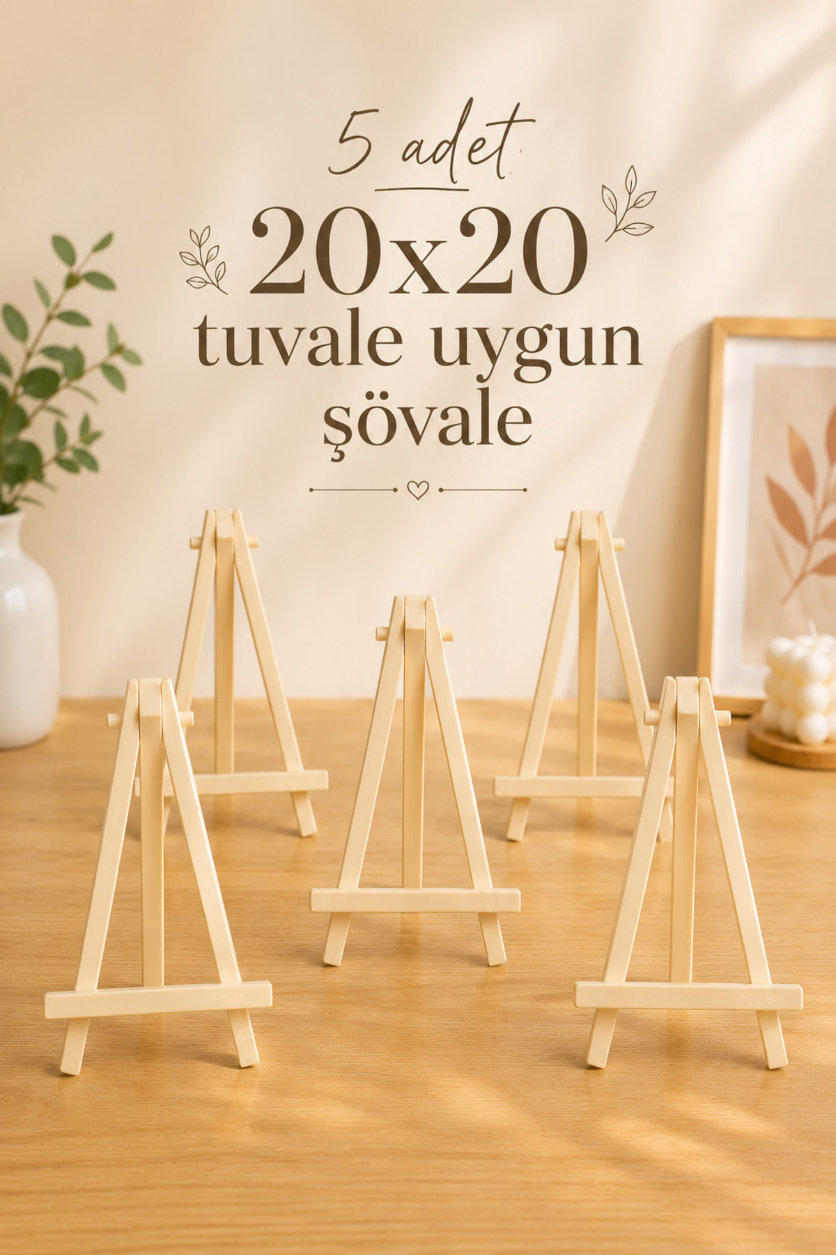 5 Adet 20x20 Tuvale Uygun Masaüstü Şövale Plastik Malzeme Katlanabilir Tasarım