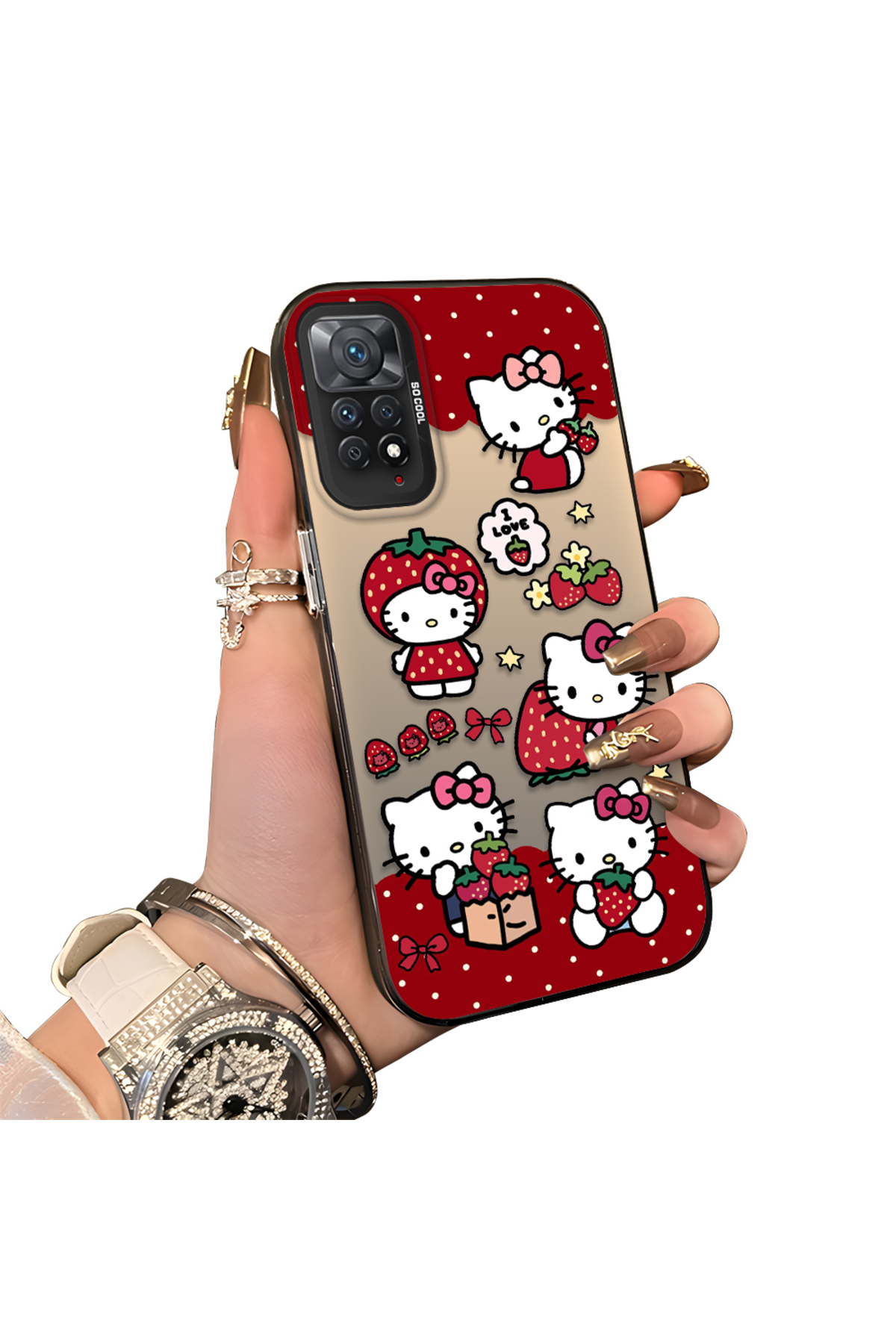 Redmi Note 11 Pro 5G Compatible Silicone Edge Hard Back Case Couple Phone Case Kitty Pattern