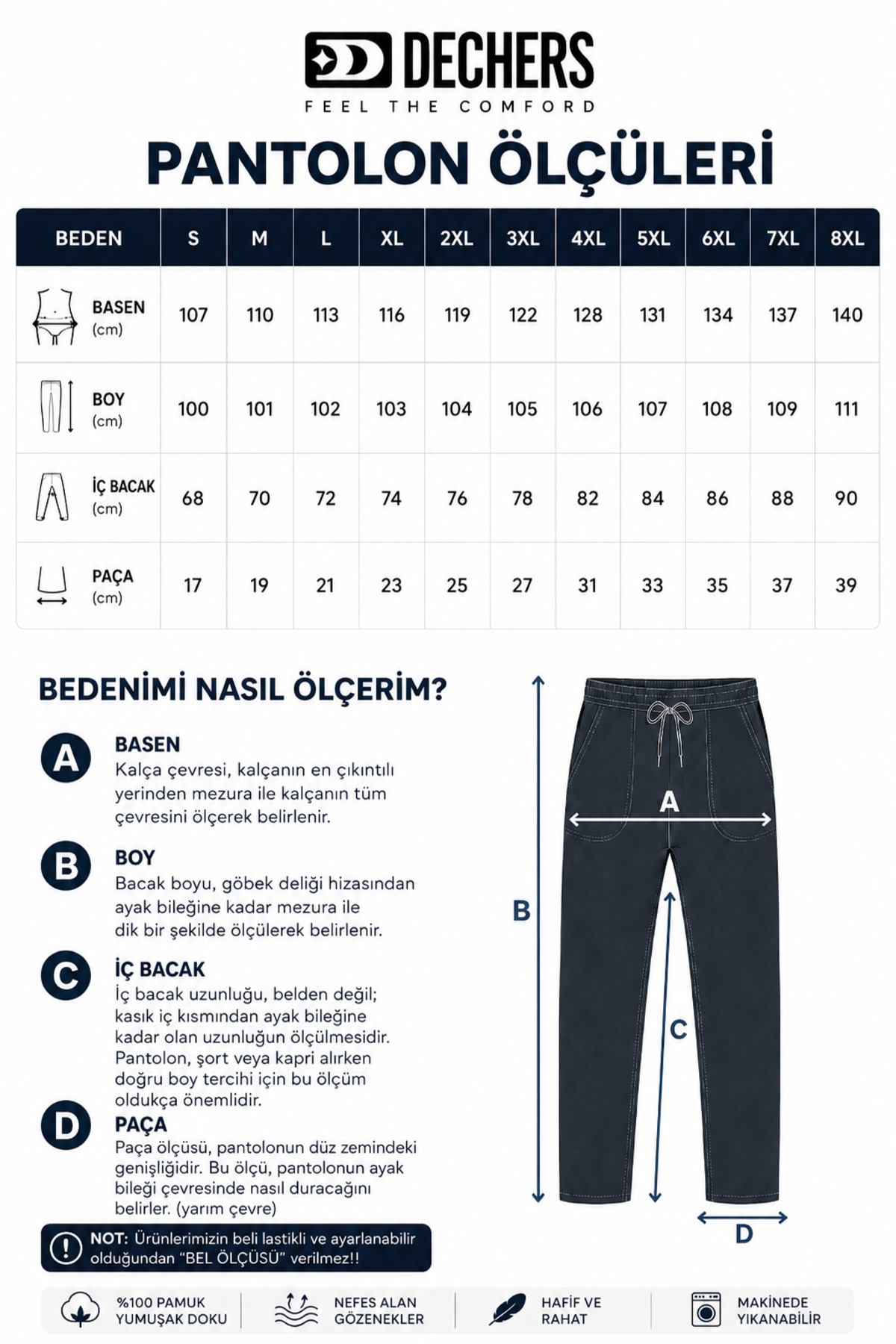 Dechers Erkek Pamuk Keten Karışımlı Rahat Kalıp Pantolon E504 görsel 4