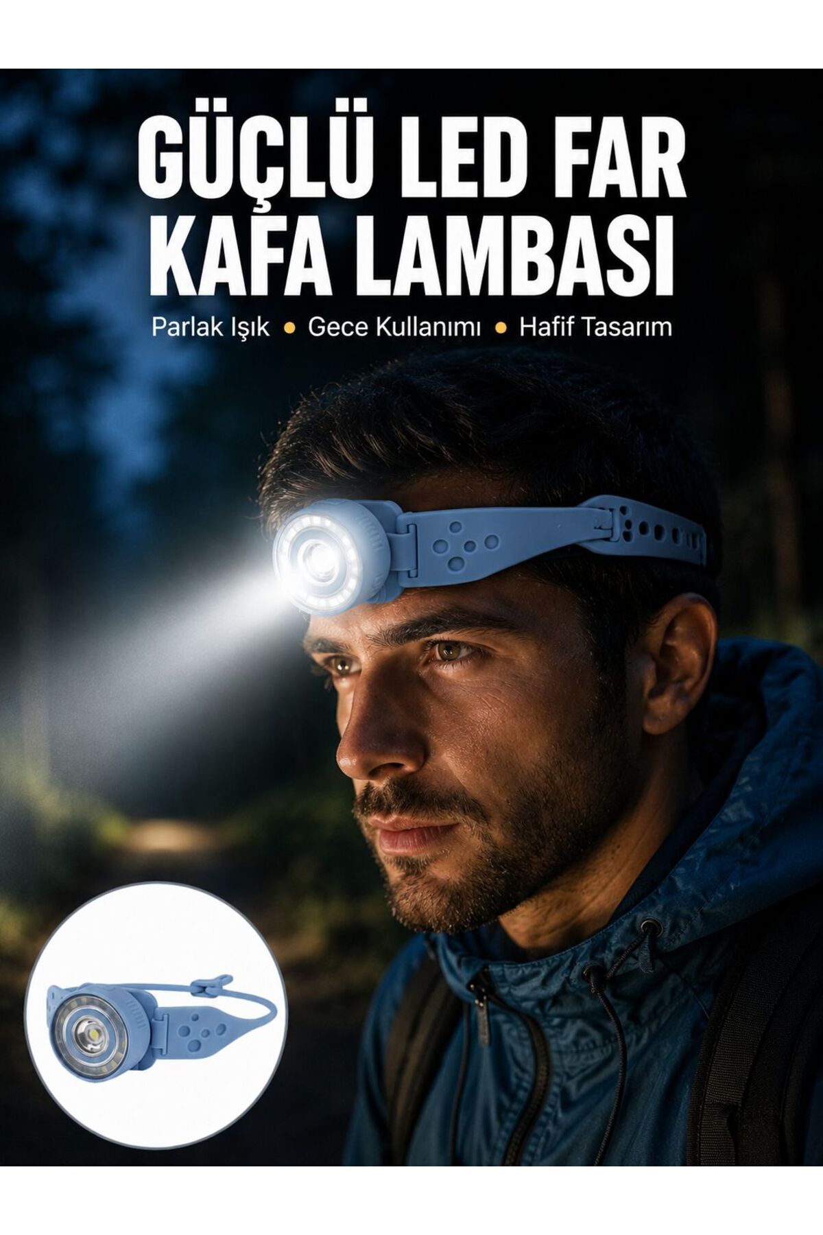 EMVERA LED Kafa Lambası Kamp Yürüyüş ve Gece Kullanımı İçin Yeni Nesil