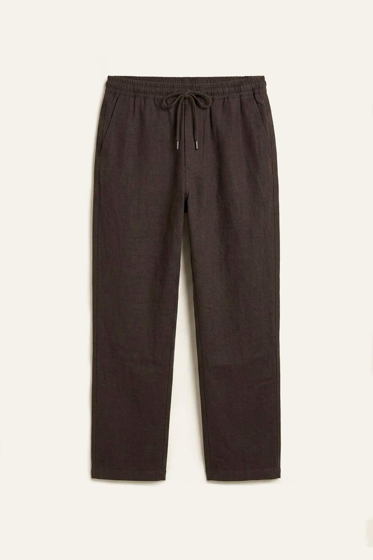 DeFacto %100 Pamuk Baggy Fit Elastik Bağlamalı Bel Kahverengi Pantolon G2592AX26AU — قهوه‌ای
