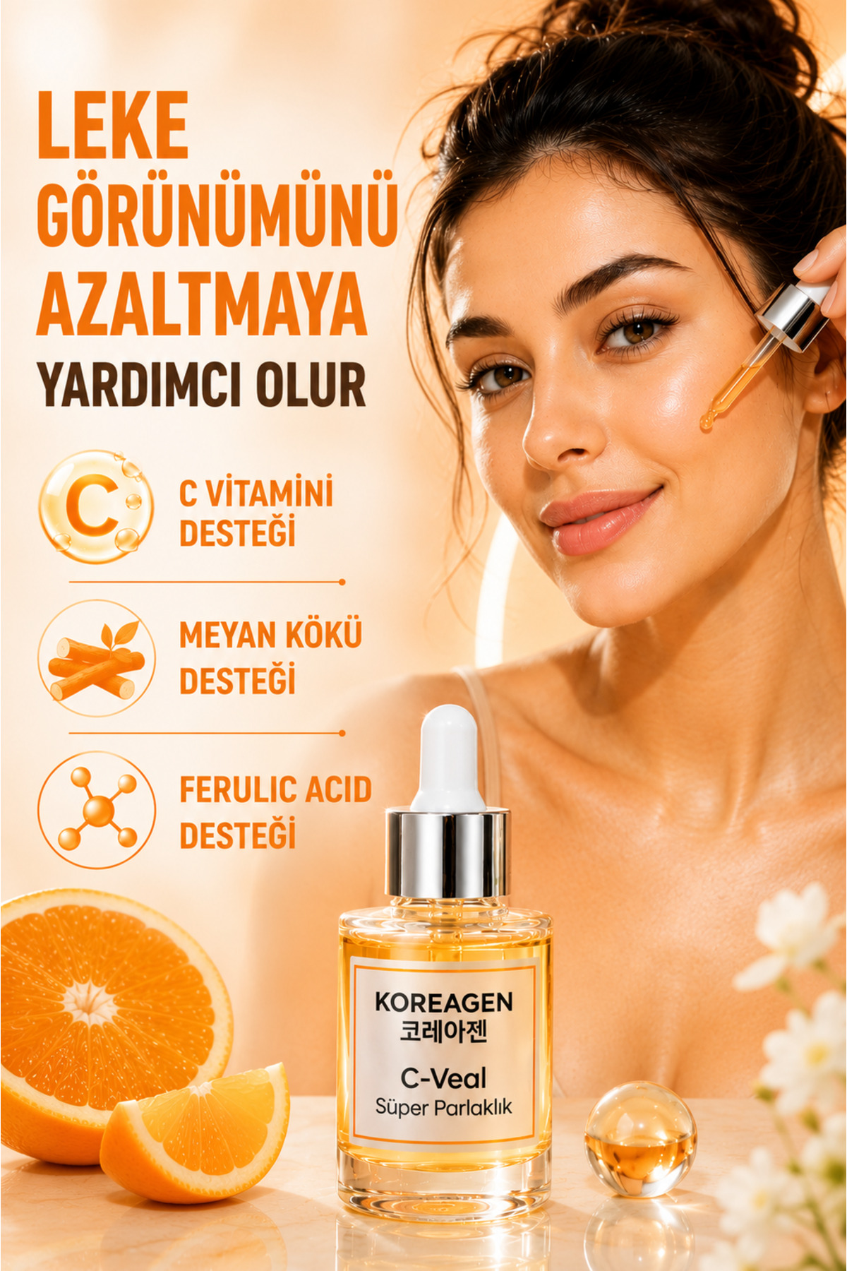 C-Veal C Vitamini Serum Leke Karşıtı Serum Antioksidan Serum Cilt Tonu Eşitleyici Yüz Bakım Serumu 30 ml — cveal-01 — تصویر 4 از 5