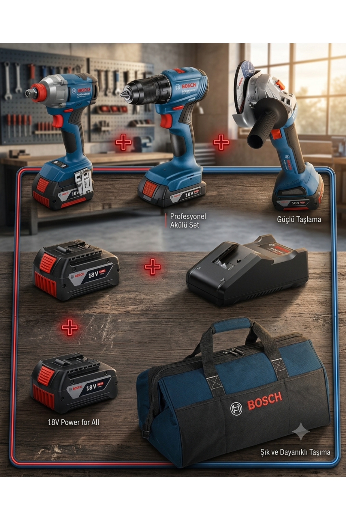 BOSS DD-500 & BB+ PLUS セット Bosch Pro-Combo 3'lü Elektrikli El Aletleri Seti ( GDX 18V-285 +