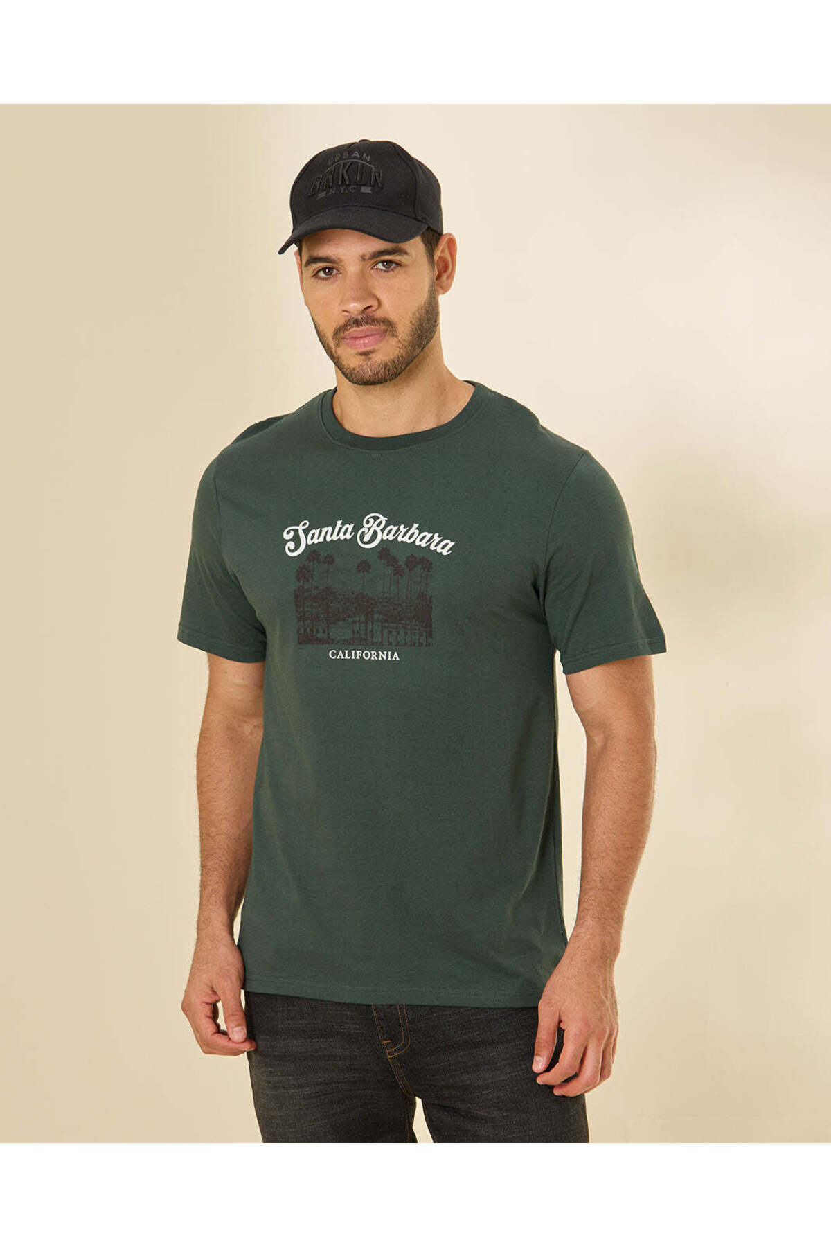 REDTAG Men Green Printed Graphic T Shirt