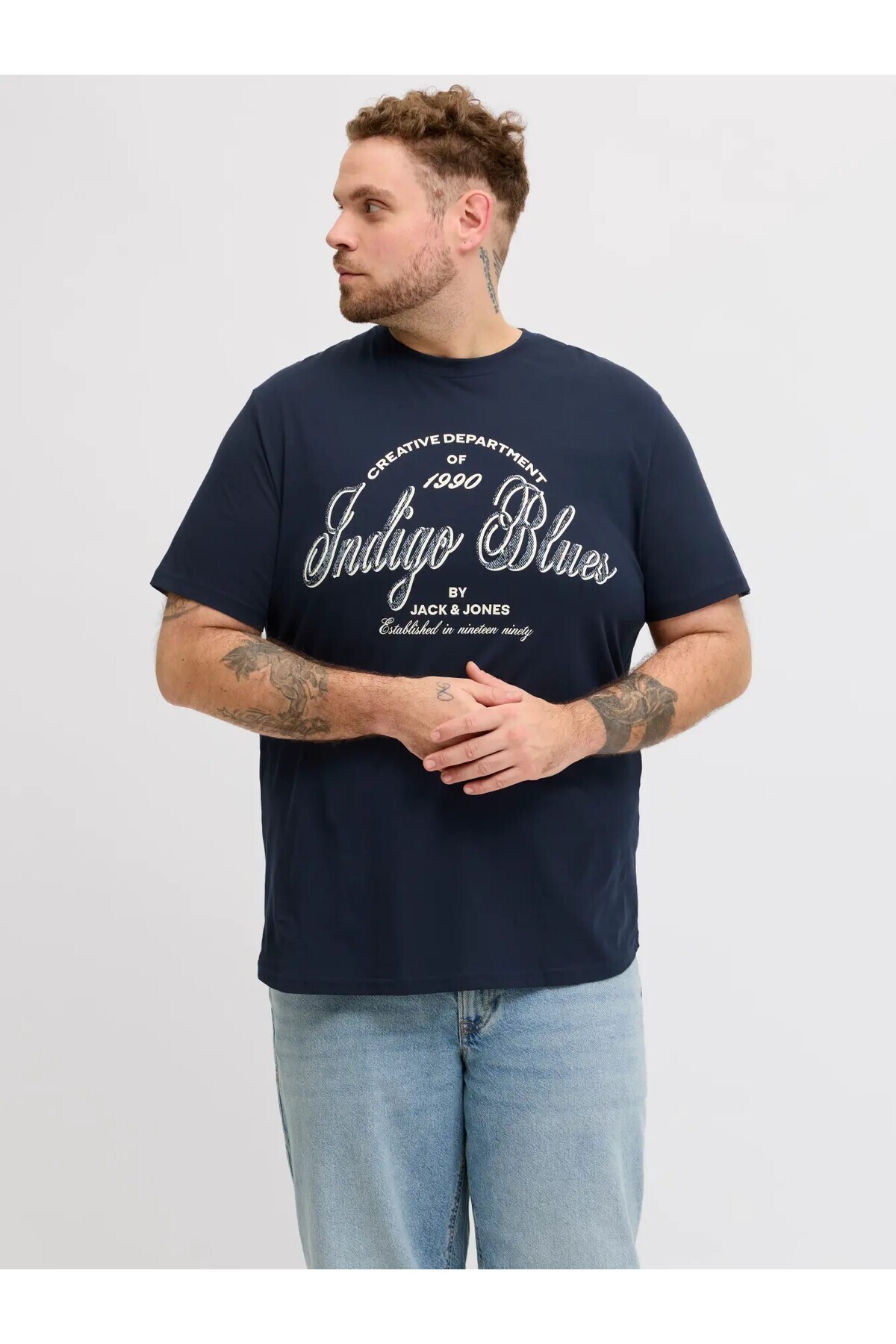 تی‌شرت مردانه طرح‌دار Jjedenver سرمه‌ای، یقه گرد، سایز Sn Pls جک اند جونز تی شرت Jack & Jones