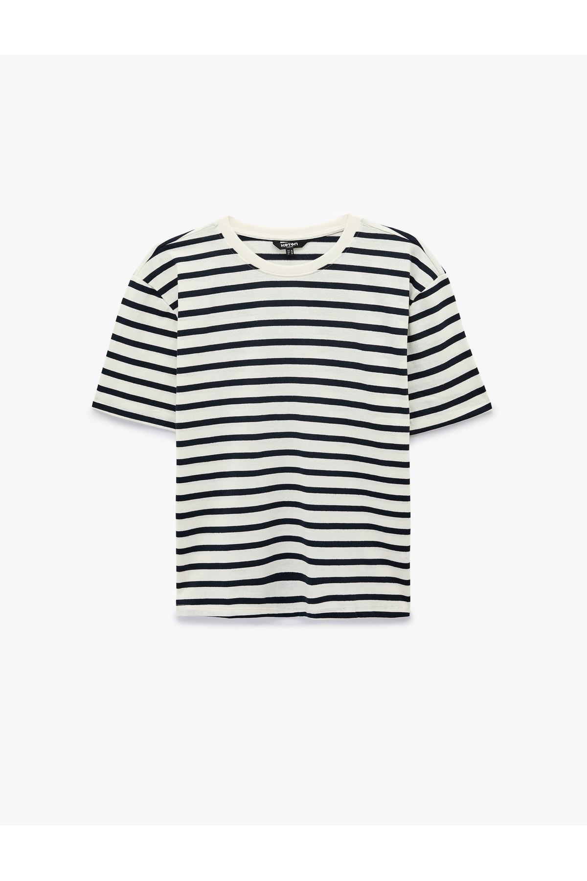 Koton Crew Neck Short Sleeve Oversized Striped T-Shirt