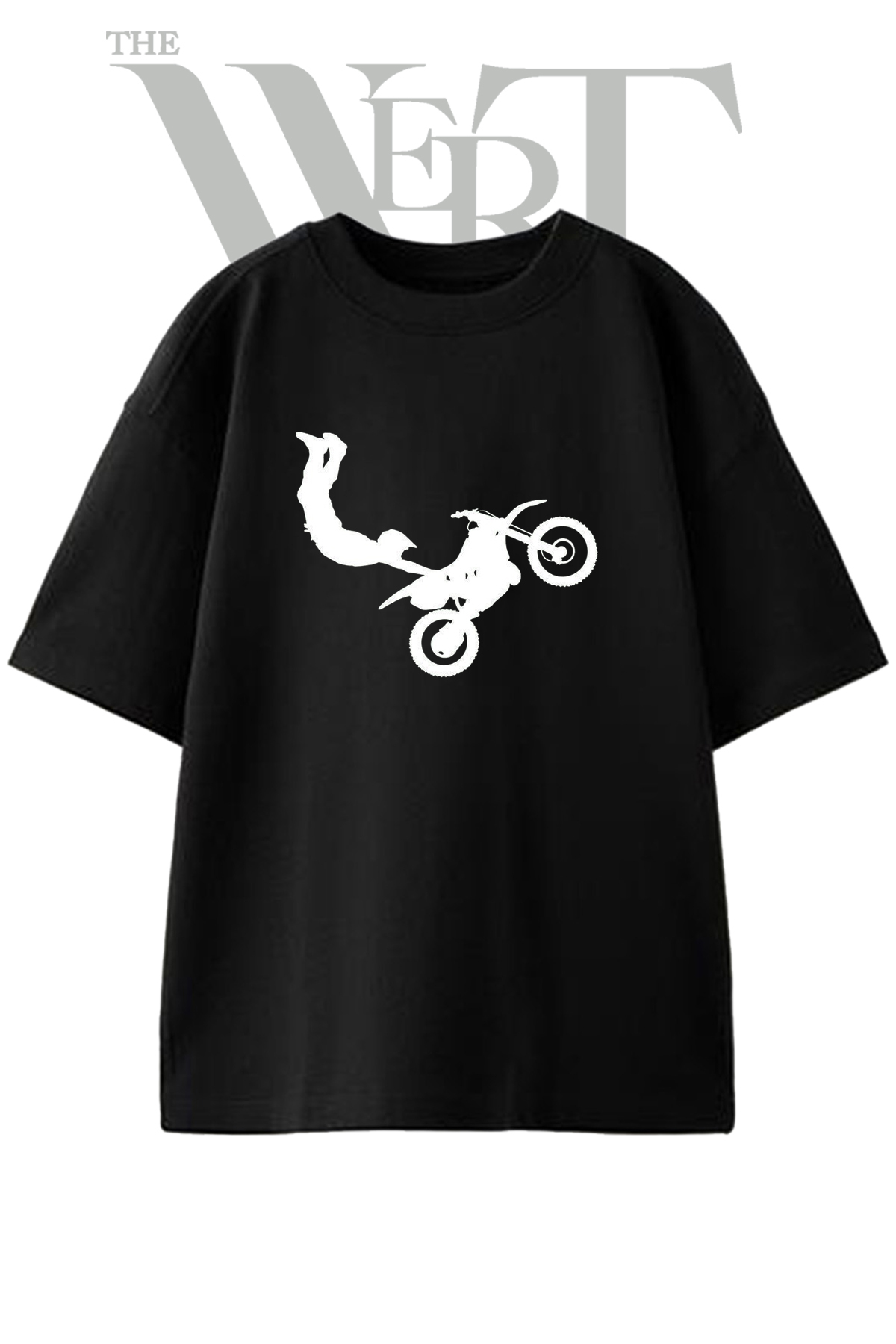 THEWERT Fmx Stunt Design Printed Unisex Black Oversize T-Shirt