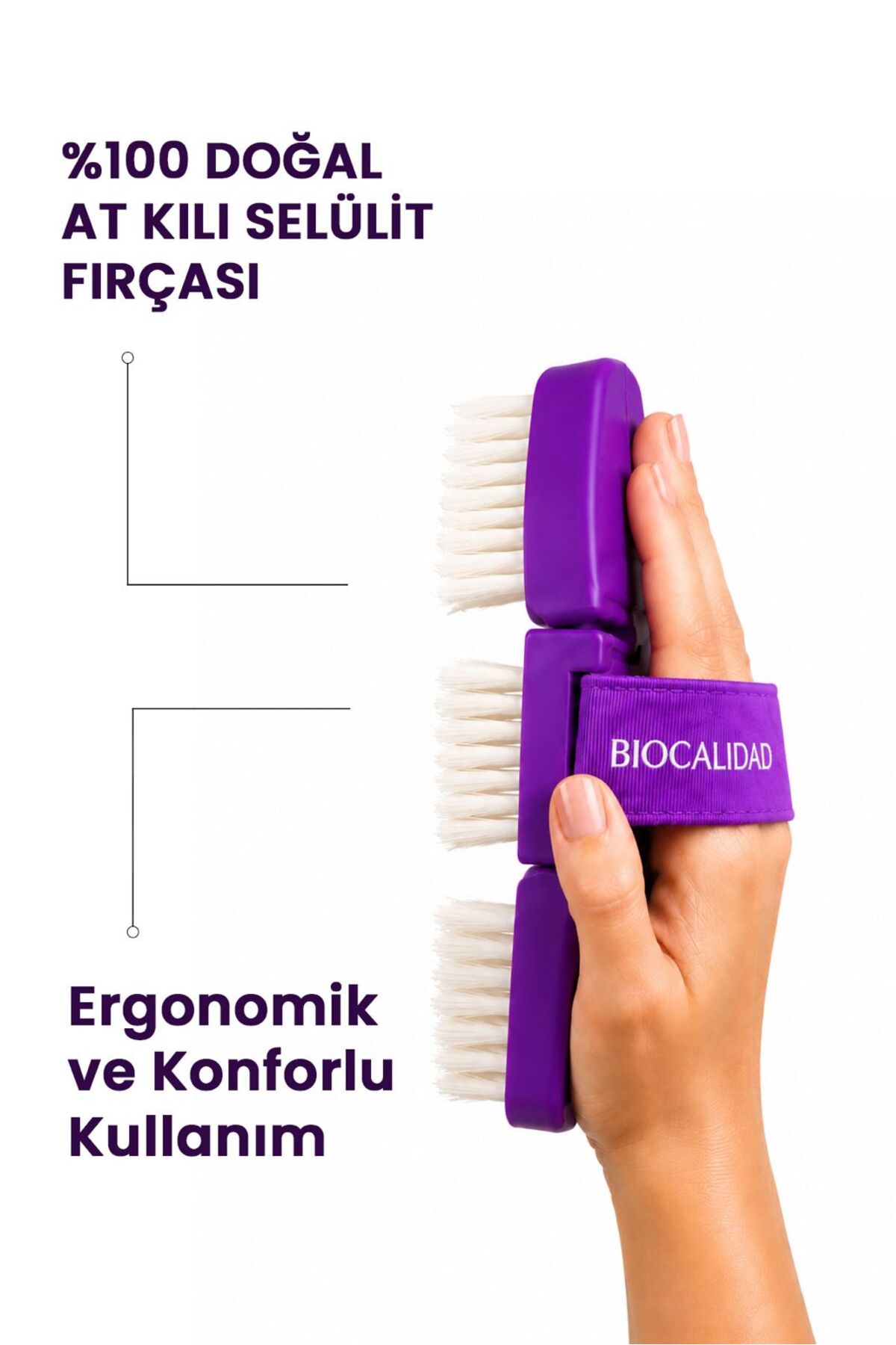 biocalidad %100 At Kılı Selülit Fırçası Mor Renk — SLTFR001