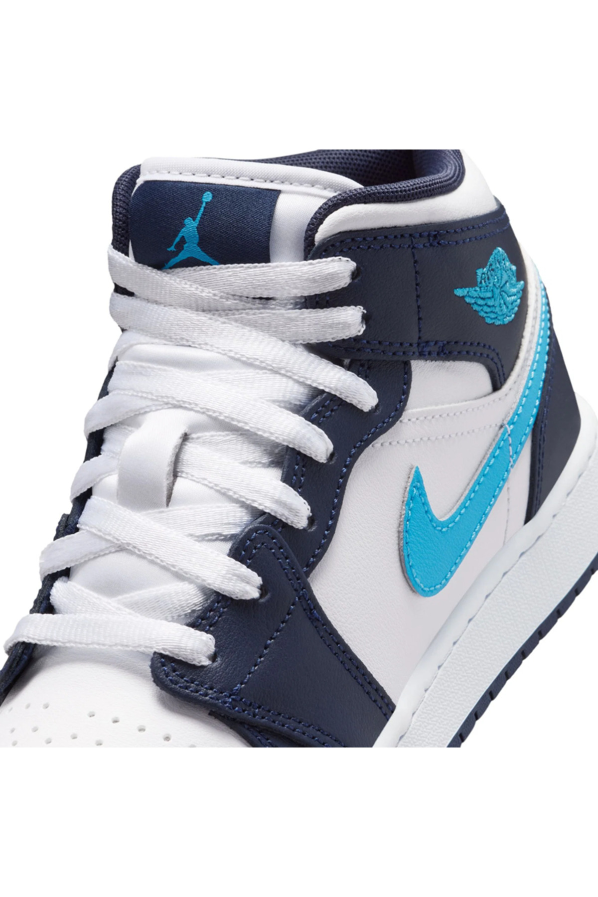 Nike Air Jordan 1 Mid Gs Mavi Basketbol Ayakkabısı (Dar Kalıptır 1 Beden Büyük Alınız) görsel 7