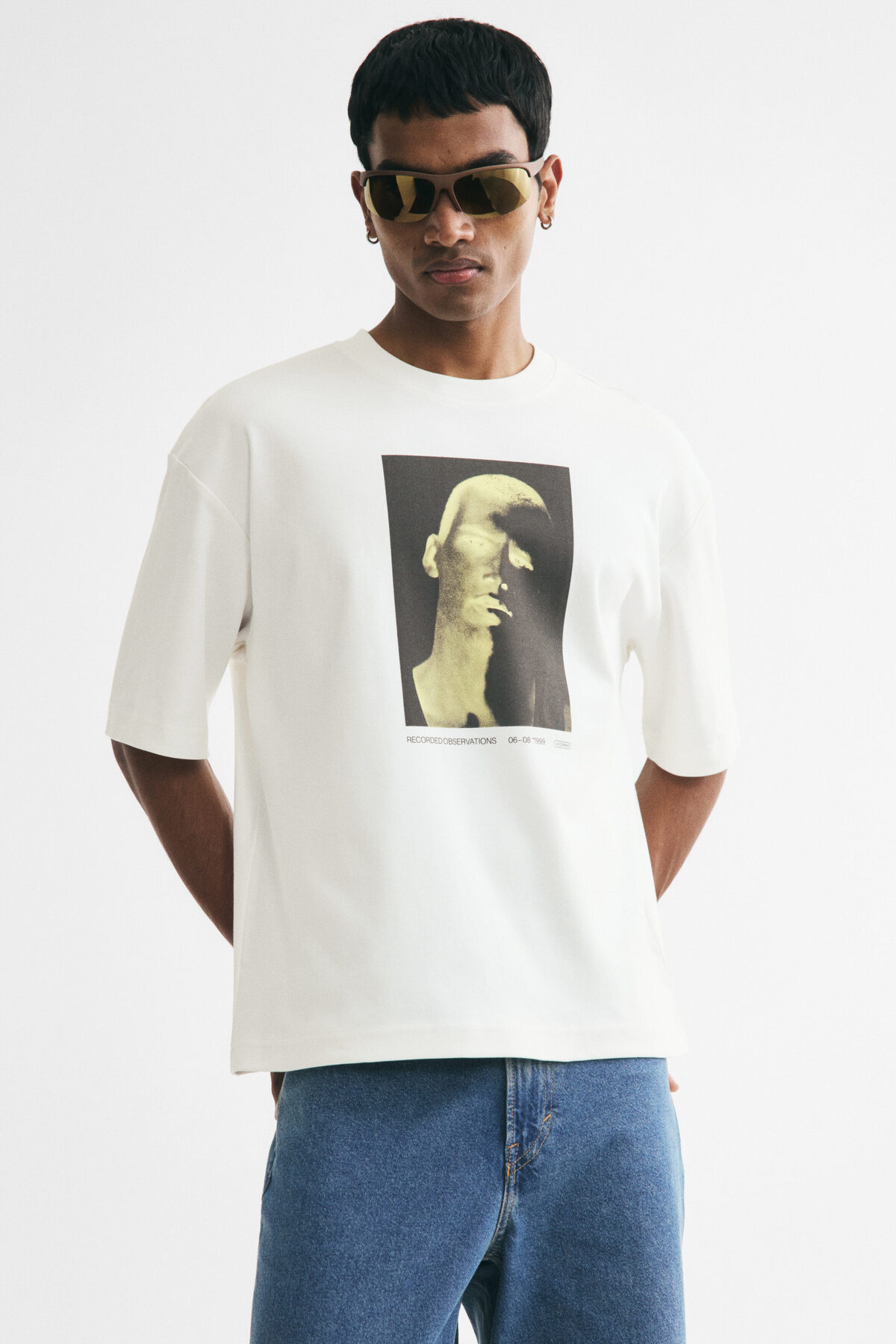 تی‌شرت طرح جعبه‌ای نخی با فرم ریلکس اچ اند ام تی شرت H&M