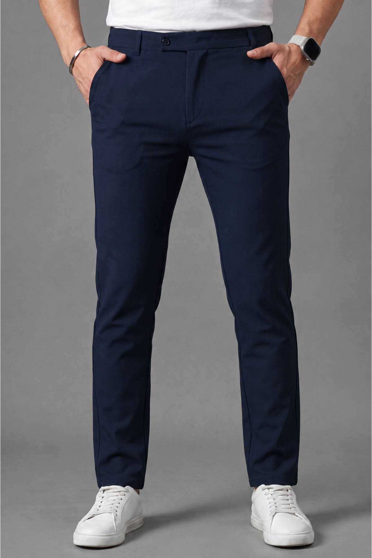 BM BALANCEMODA Erkek Lacivert Renk Kaliteli Esnek Likralı Slim Fit Kumaş Pantolon