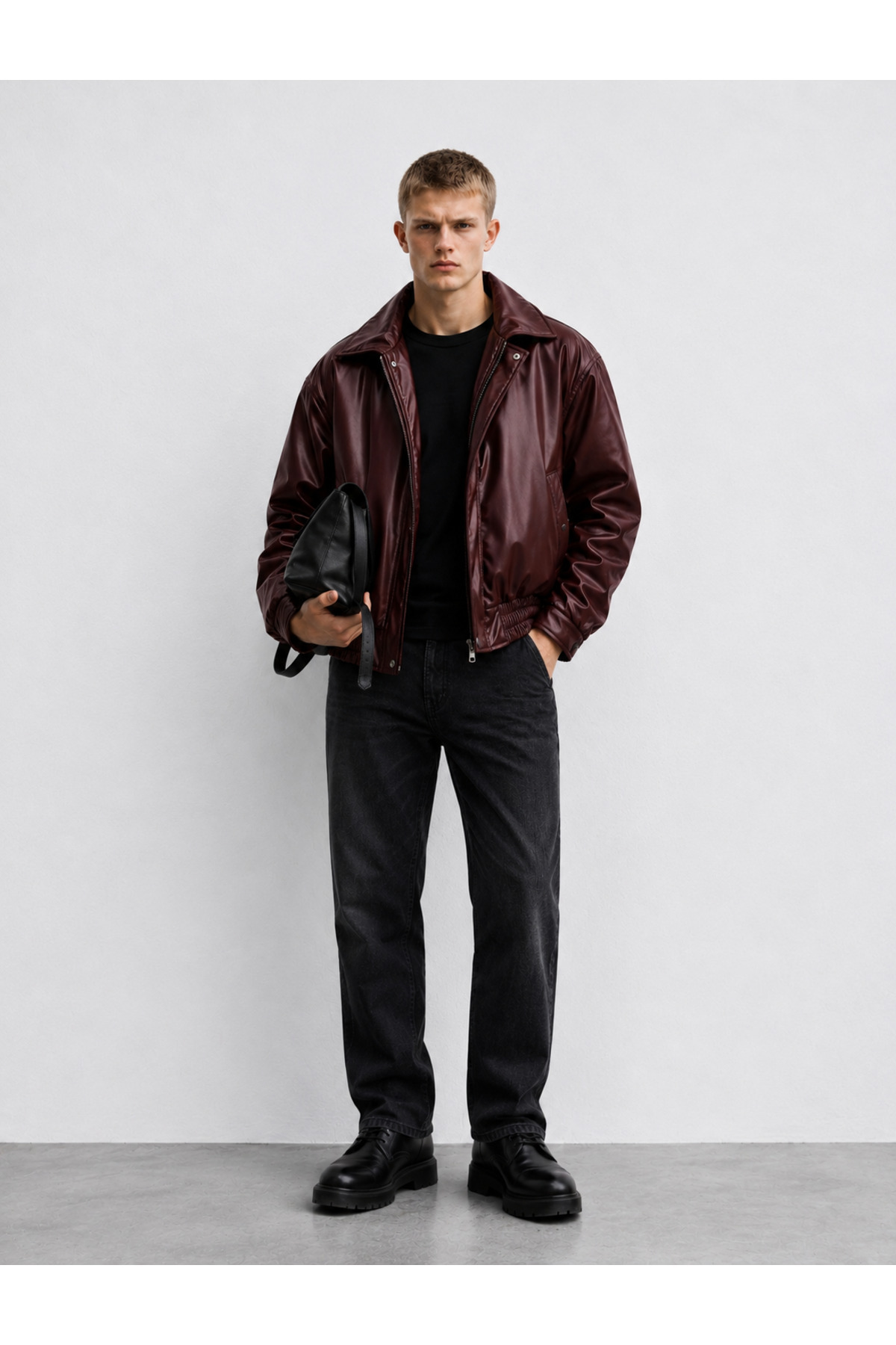çerme Yeni Sezon Premium Oversize Erkek Deri Ceket görsel 3